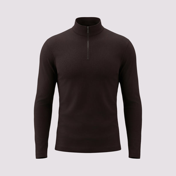 BLUSAO QUARTER ZIP SUEDINE PREMIUM MANGA LONGA PRETO