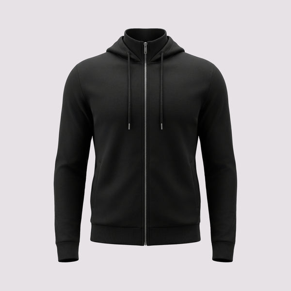 BLUSÃO ZÍPER COM CAPUZ PIMA COTTON - PRETO