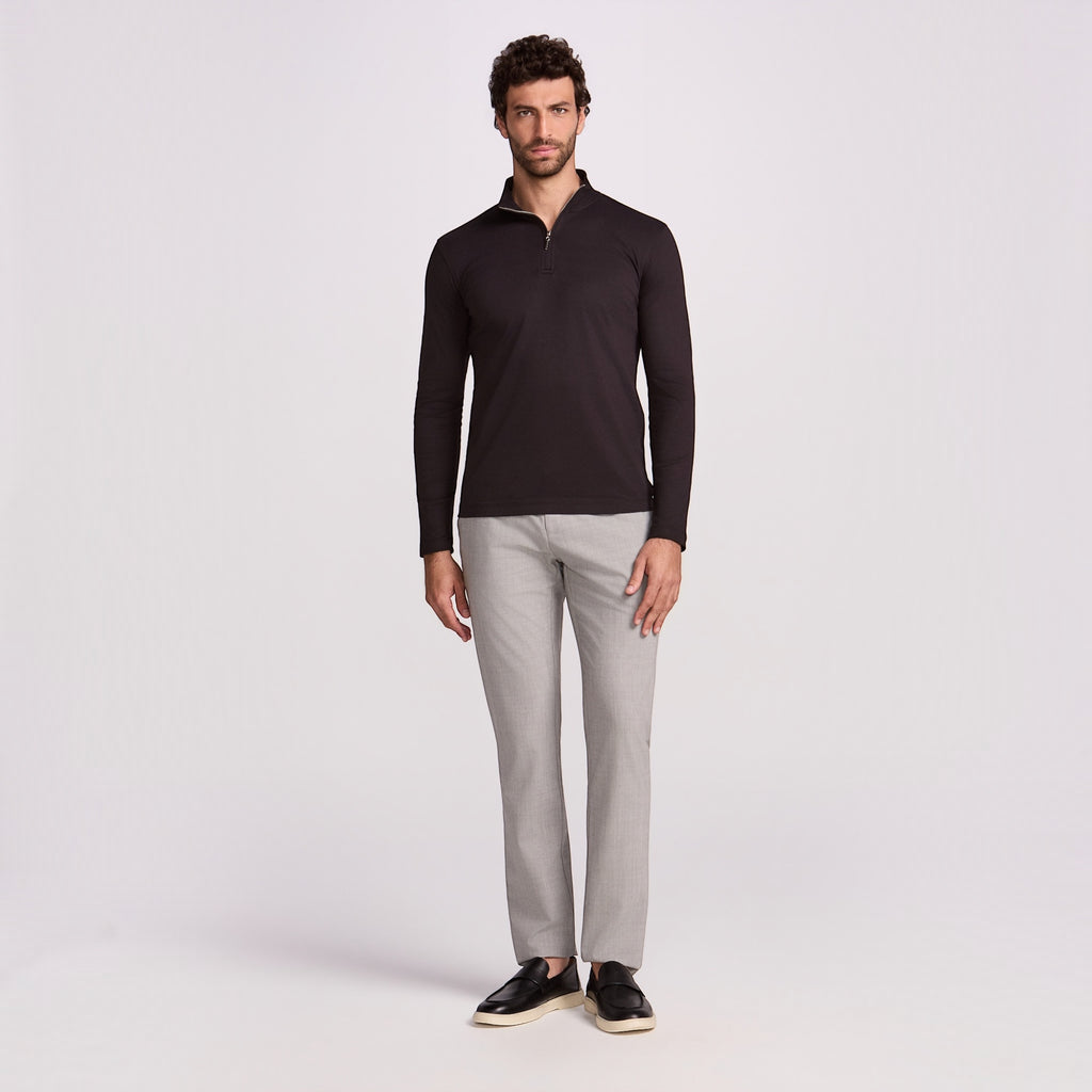 BLUSAO QUARTER ZIP SUEDINE PREMIUM MANGA LONGA PRETO