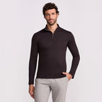 BLUSAO QUARTER ZIP SUEDINE PREMIUM MANGA LONGA PRETO