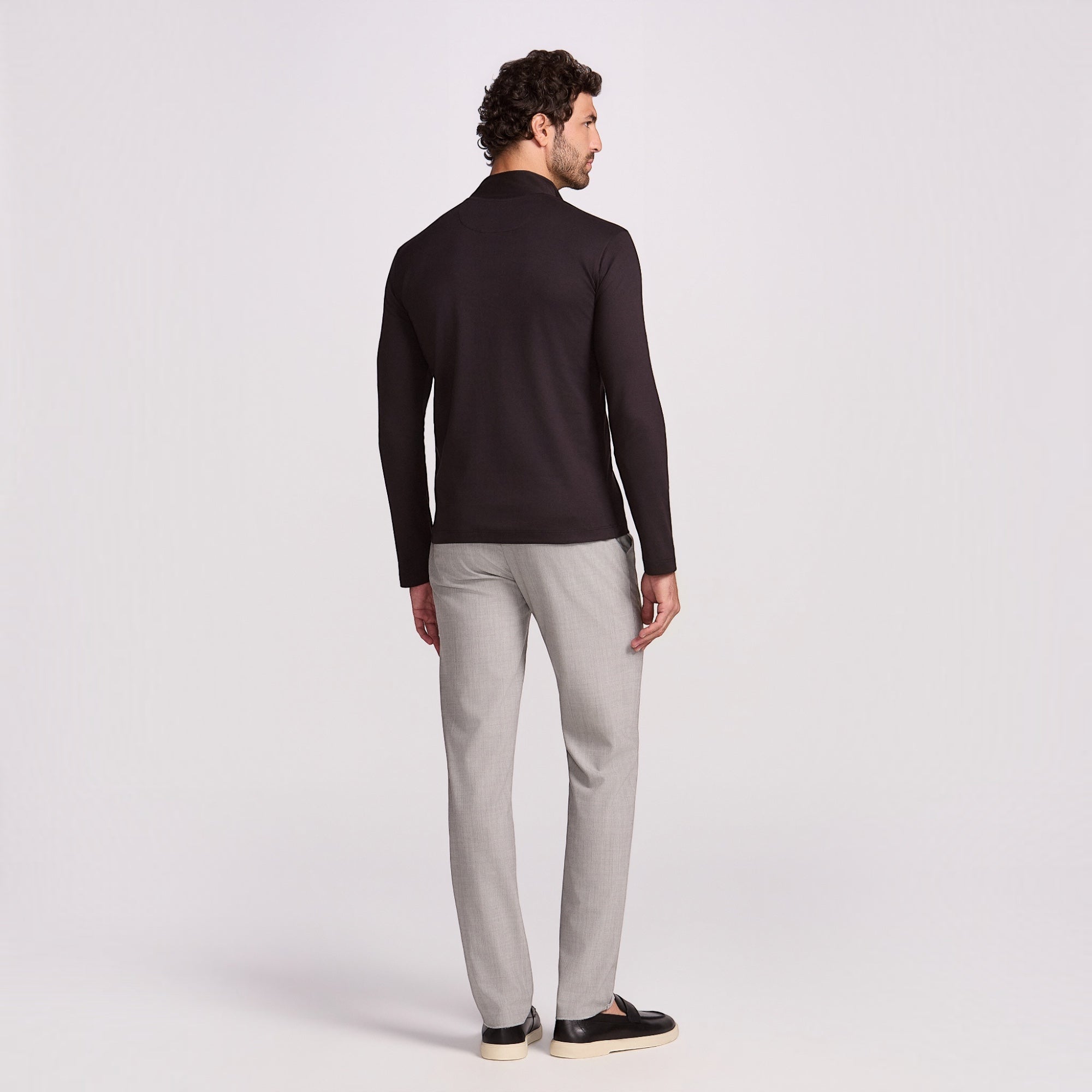 BLUSAO QUARTER ZIP SUEDINE PREMIUM MANGA LONGA PRETO