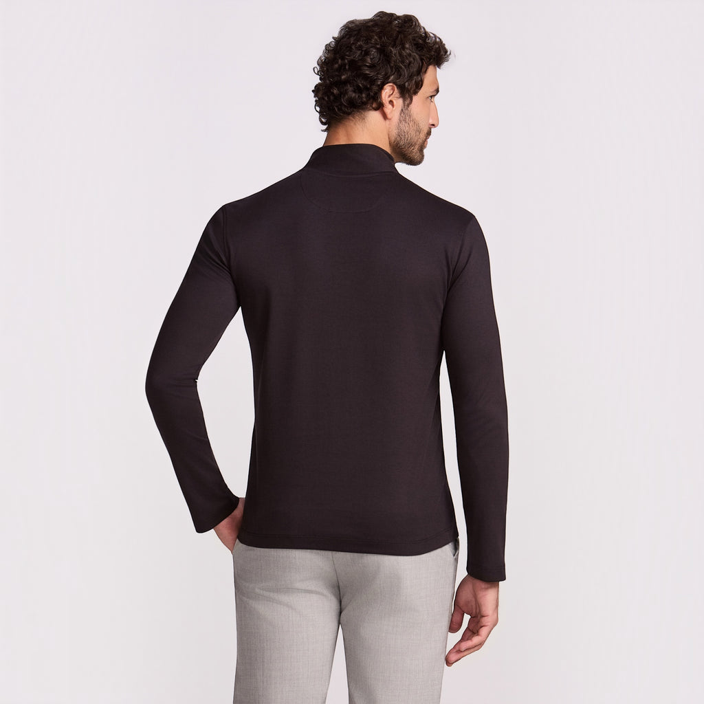 BLUSAO QUARTER ZIP SUEDINE PREMIUM MANGA LONGA PRETO