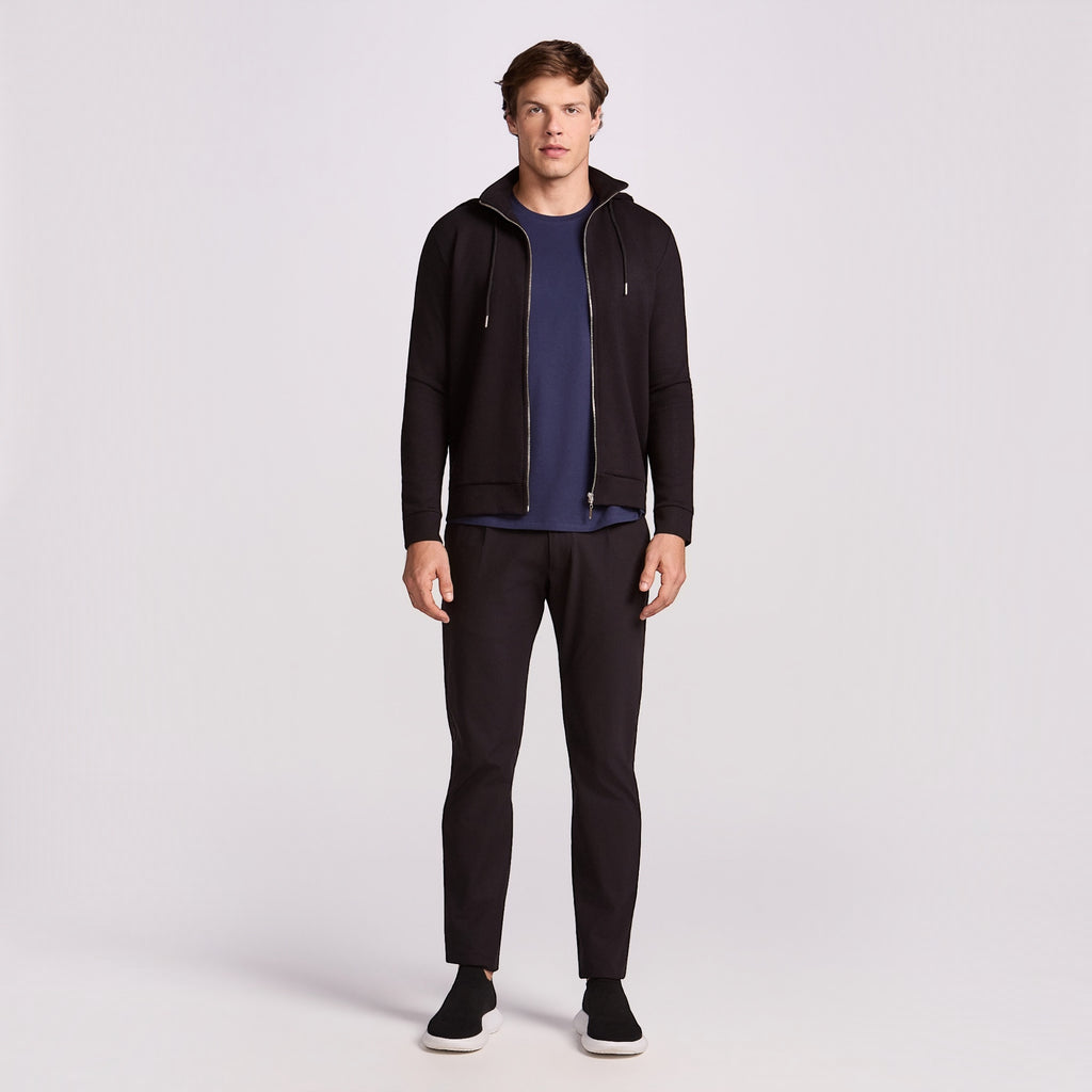 BLUSÃO ZÍPER COM CAPUZ PIMA COTTON - PRETO