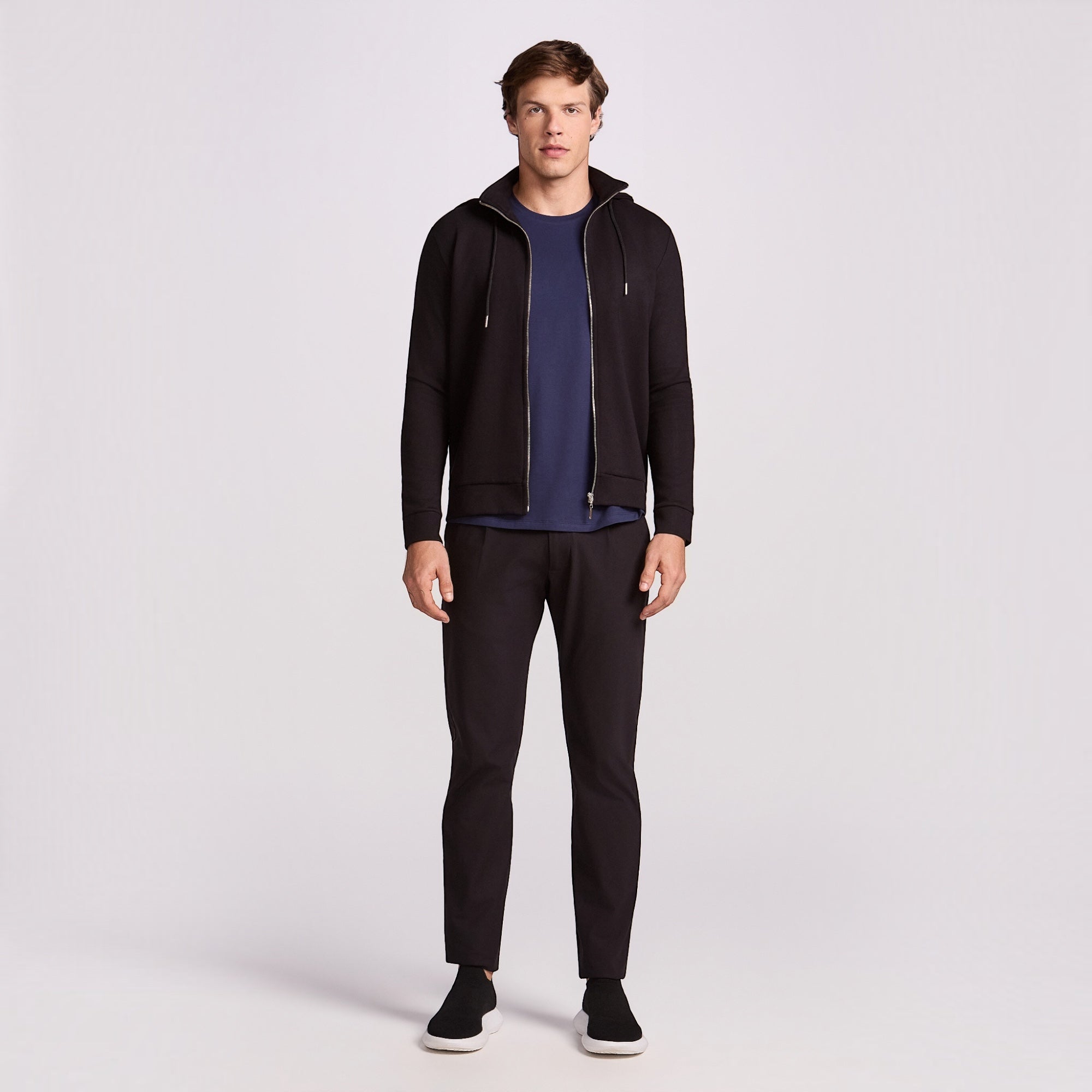 BLUSÃO ZÍPER COM CAPUZ PIMA COTTON - PRETO