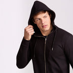 BLUSÃO ZÍPER COM CAPUZ PIMA COTTON - PRETO