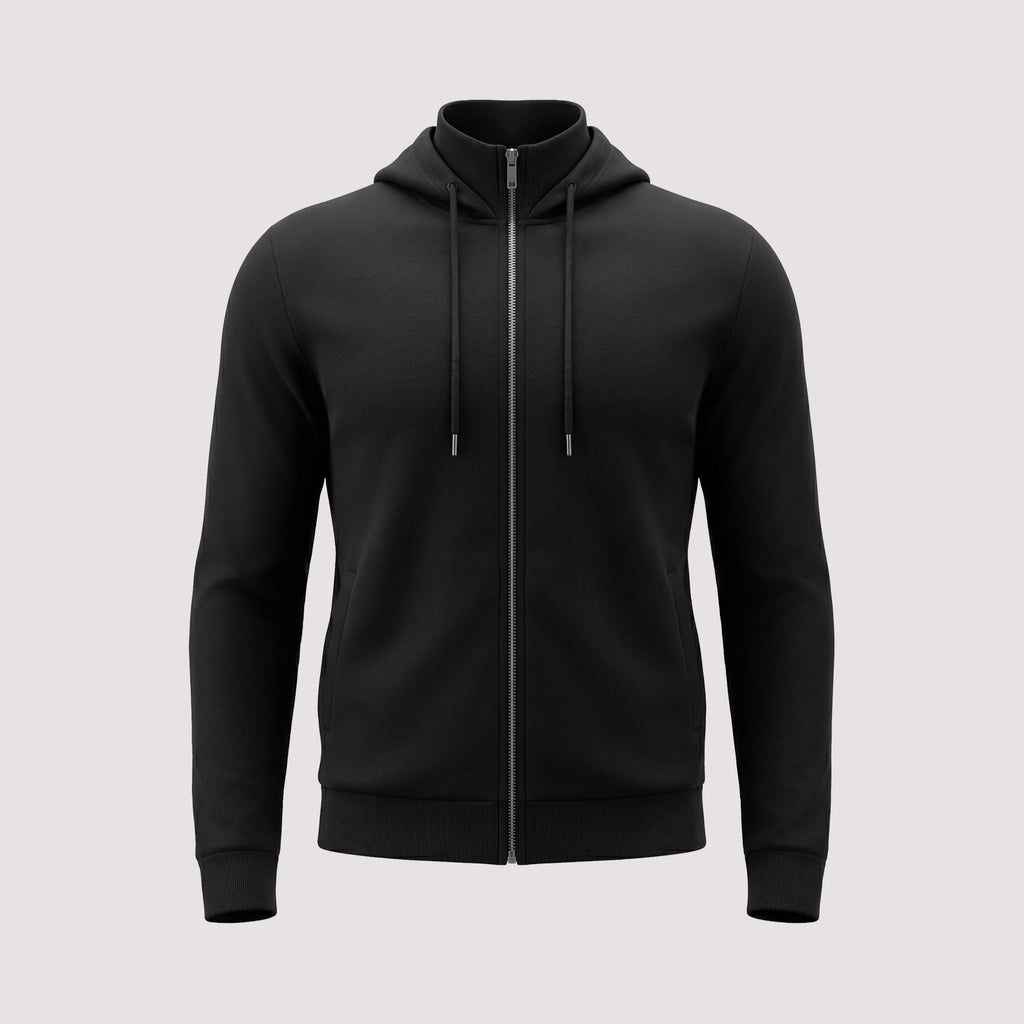 BLUSÃO ZÍPER COM CAPUZ PIMA COTTON - PRETO