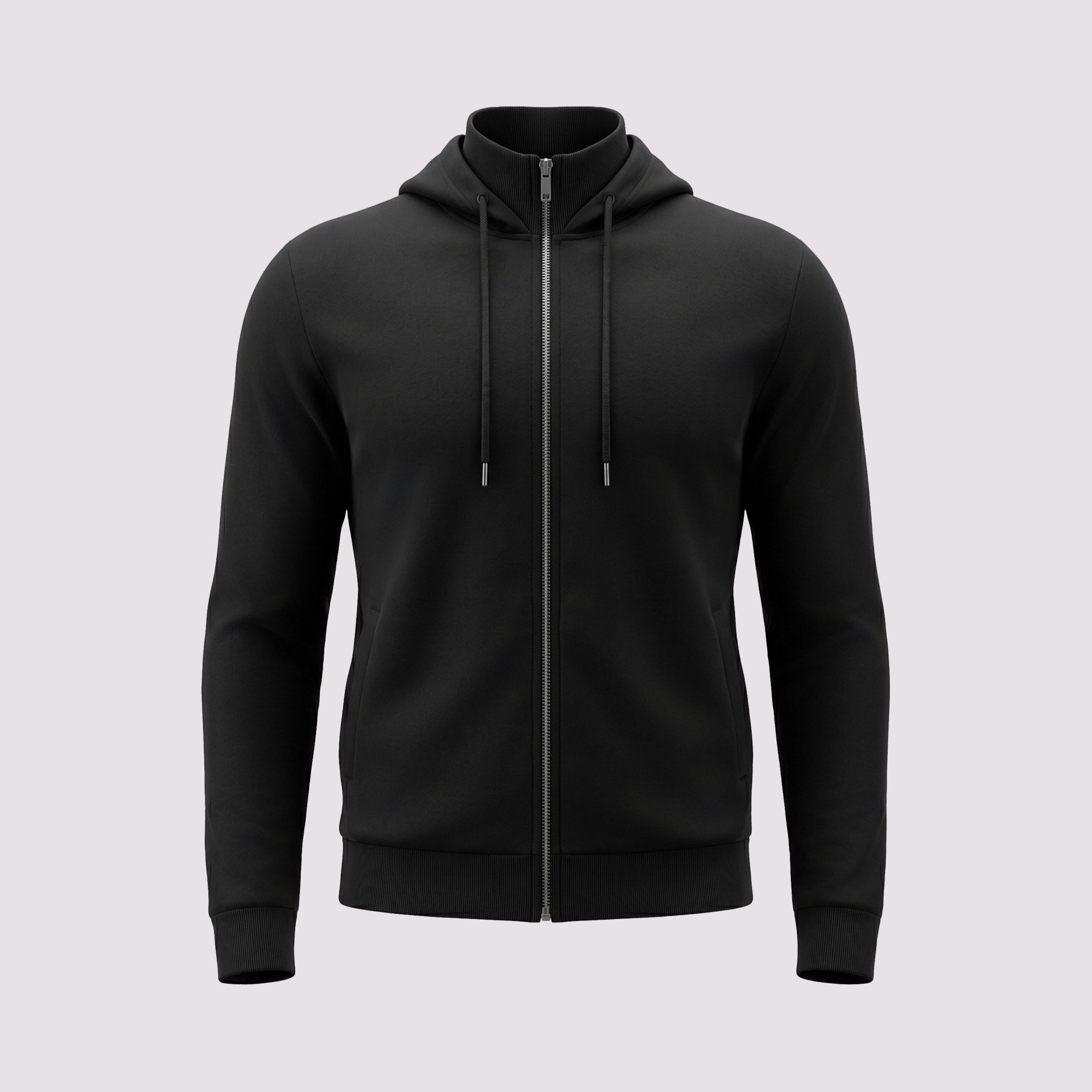 BLUSÃO ZÍPER COM CAPUZ PIMA COTTON - PRETO
