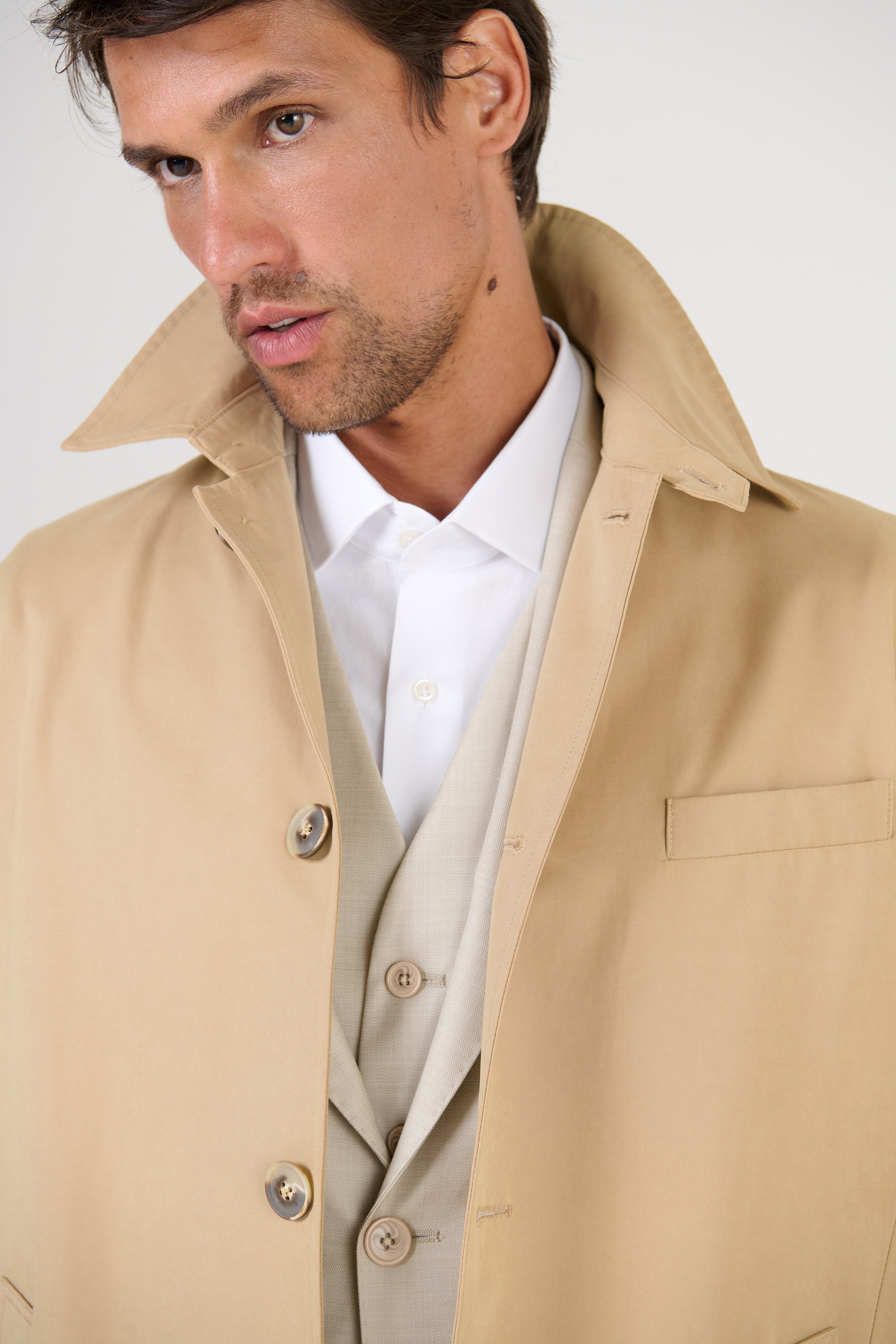 CASACO OVER COAT TECIDO TECNO  KAKI