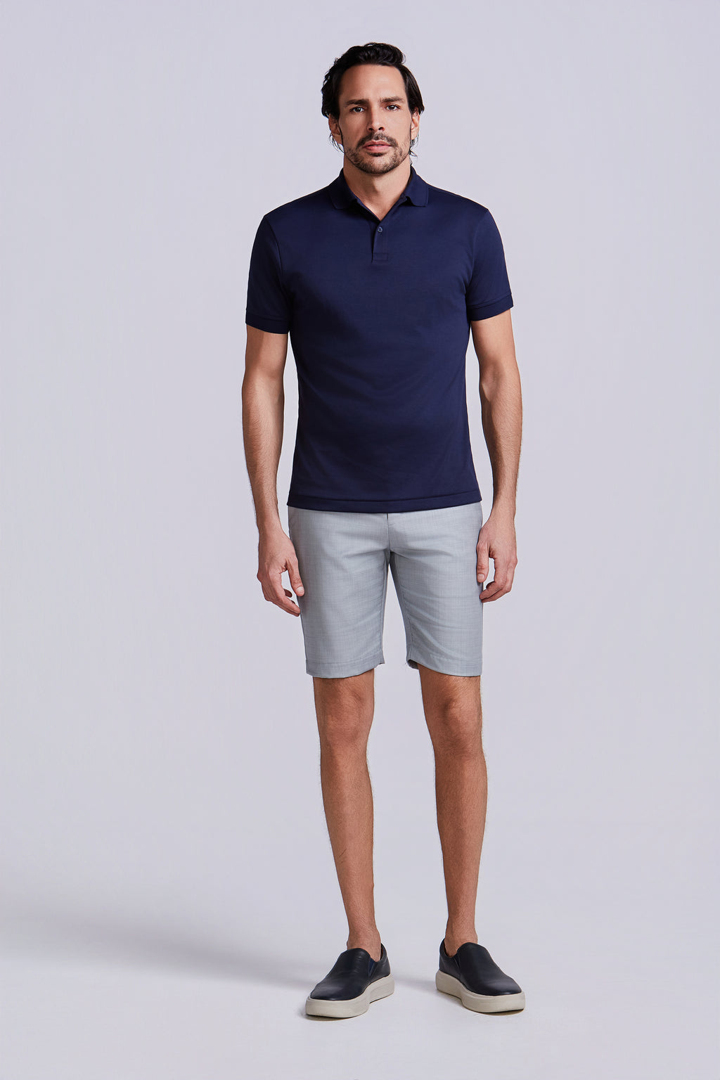 BERMUDA SUPER 120 CAMBRAIA 1/2 ELASTICO CINZA CLARO