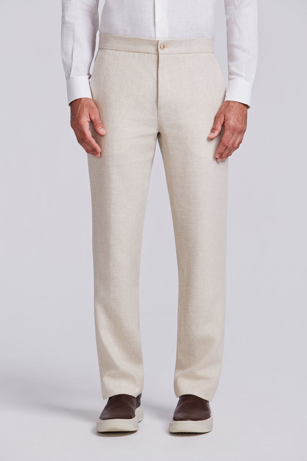 CALÇA PURO LINHO 1/2 ELASTICO NATURAL