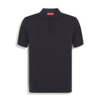 POLO TRICOT MANGA CURTA COM BOTÃO — PRETO