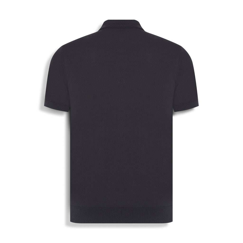 POLO TRICOT MANGA CURTA COM BOTÃO — PRETO