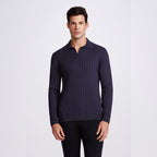 POLO V CANELADA  TRICOT M/LONGA - DARK JEANS