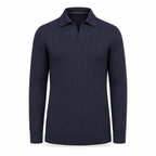 POLO V CANELADA  TRICOT M/LONGA - DARK JEANS