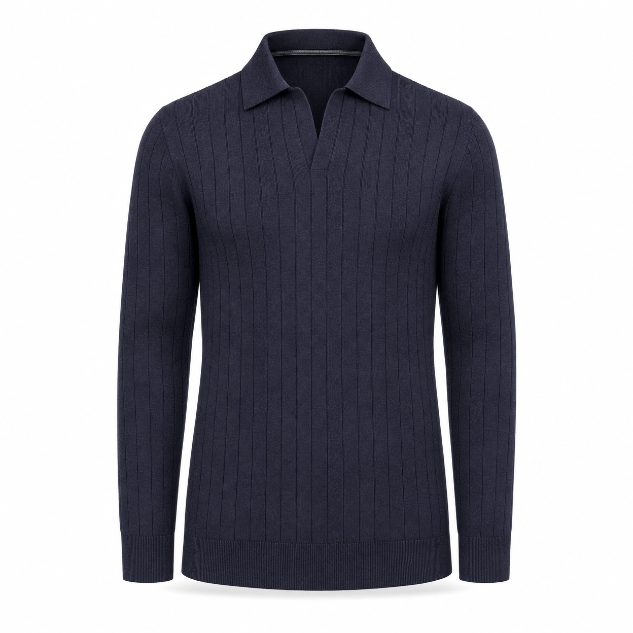 POLO V CANELADA  TRICOT M/LONGA - DARK JEANS
