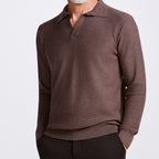 POLO V JACARD TRICOT M/LONGA - M MARROM