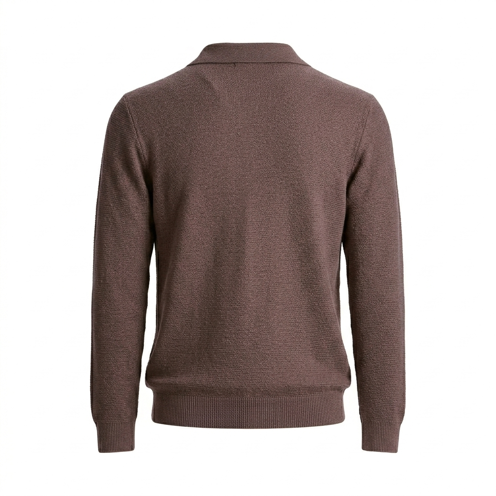 POLO V JACARD TRICOT M/LONGA - M MARROM