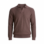 POLO V JACARD TRICOT M/LONGA - M MARROM
