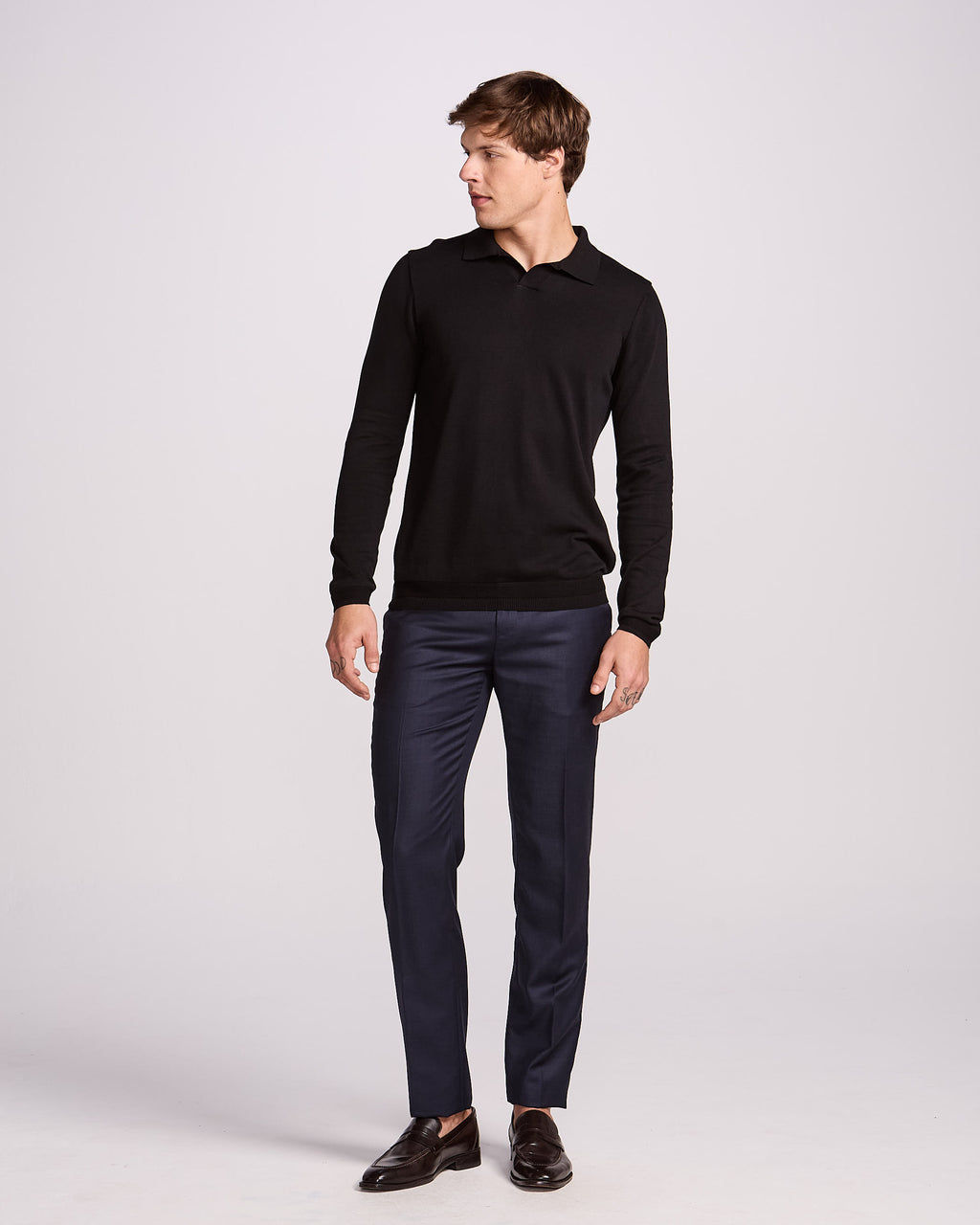 POLO V TRICOT M/LONGA - NEW BLACK