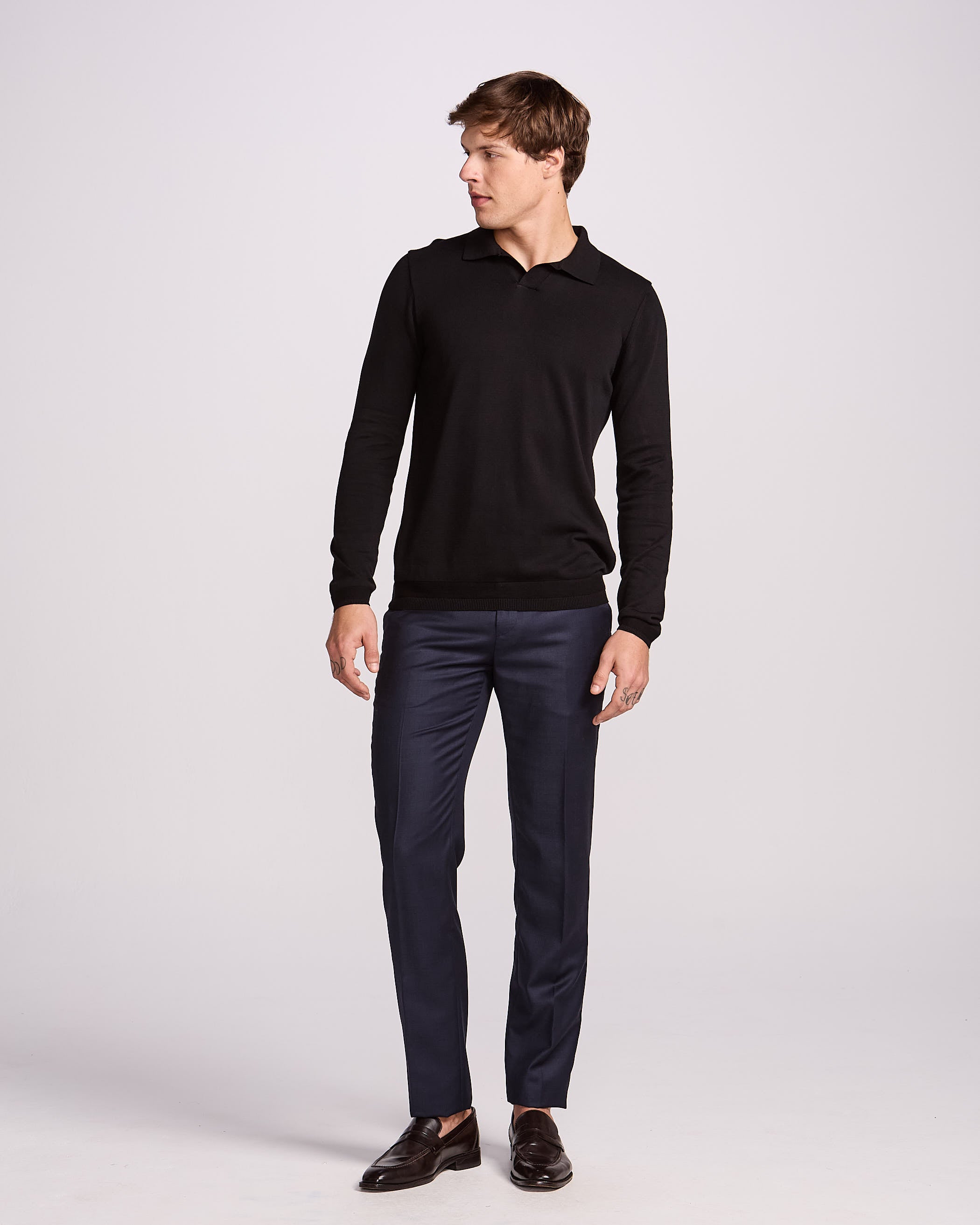 POLO V TRICOT M/LONGA - NEW BLACK