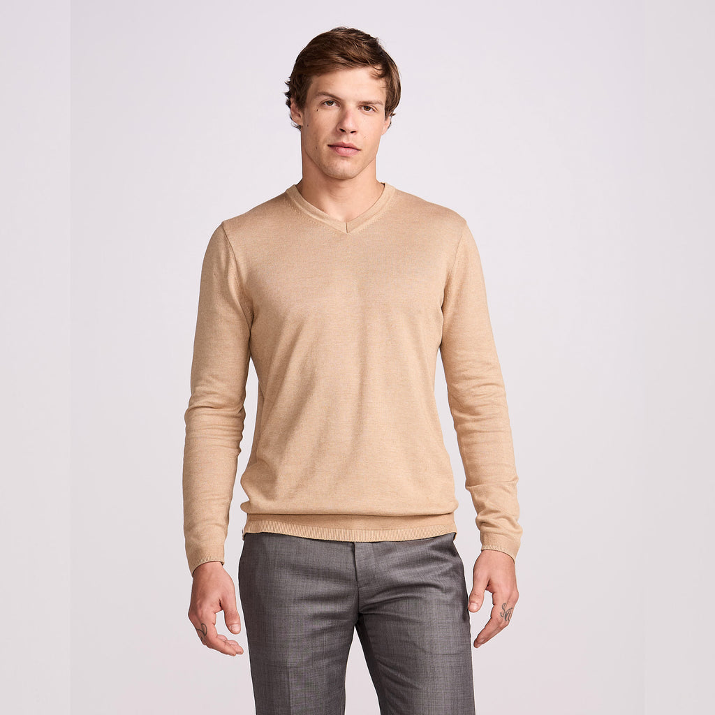 SUETER V TRICOT M/LONGA CAMEL