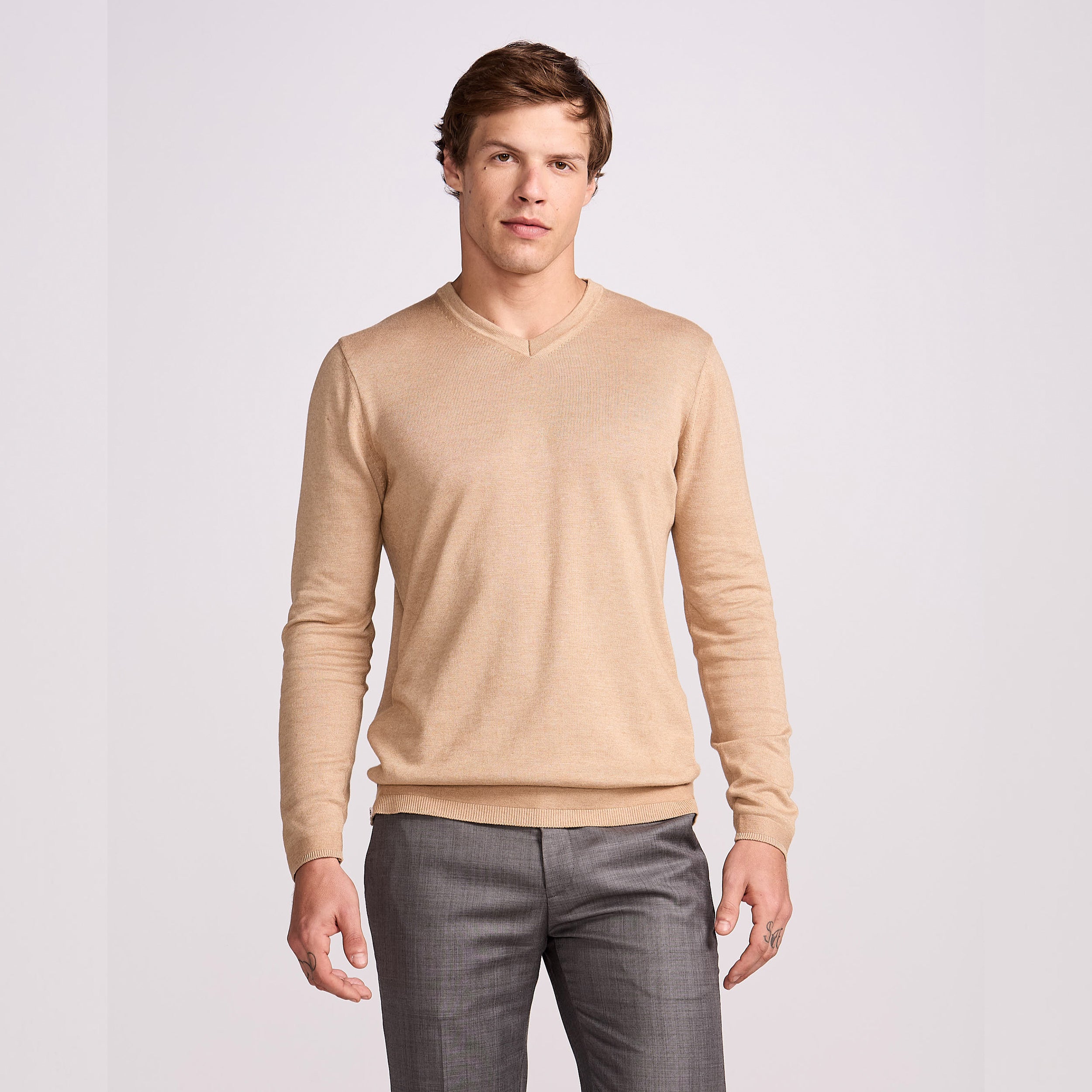 SUETER V TRICOT M/LONGA CAMEL