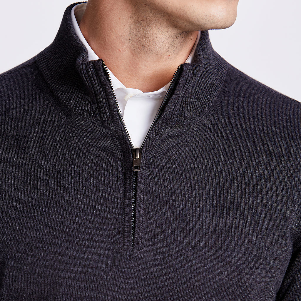 SUETER QUARTER ZIP TRICOT M/LONGA - M BLACK