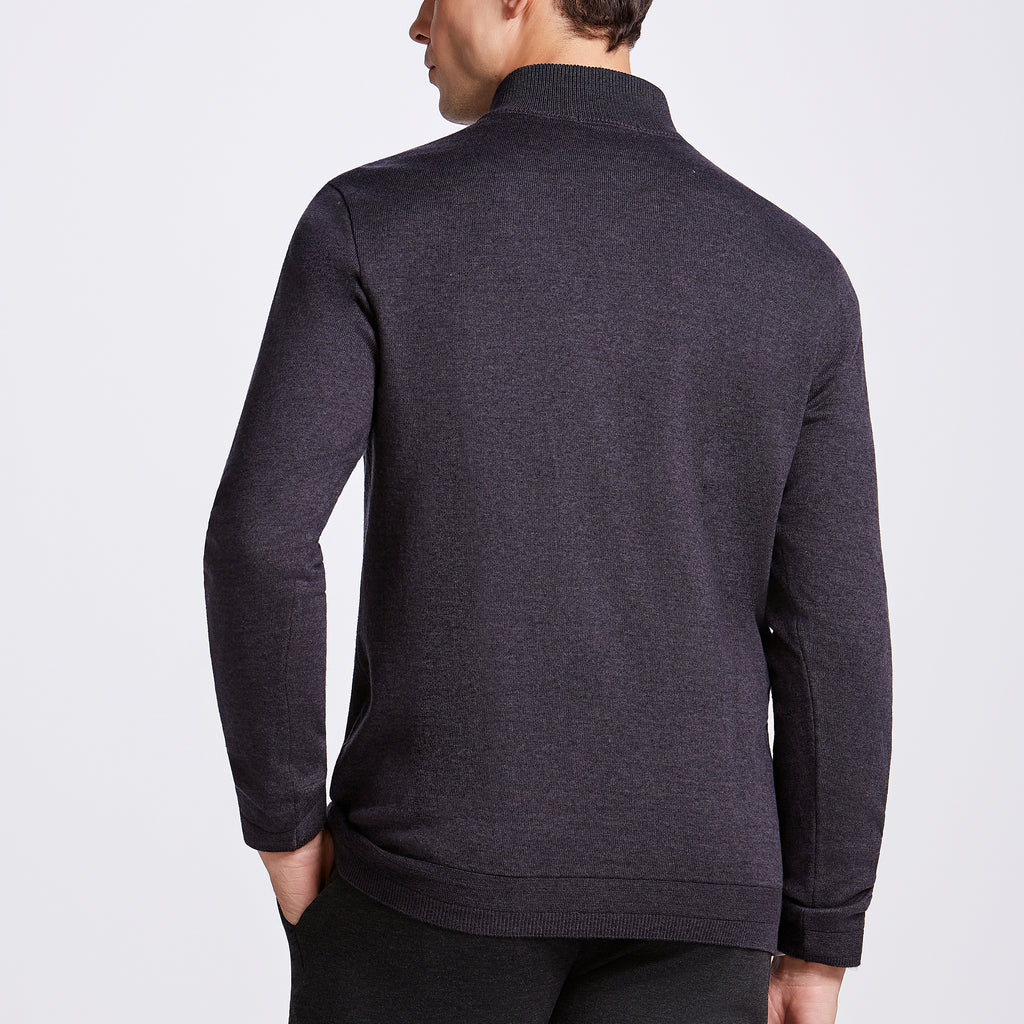 SUETER QUARTER ZIP TRICOT M/LONGA - M BLACK
