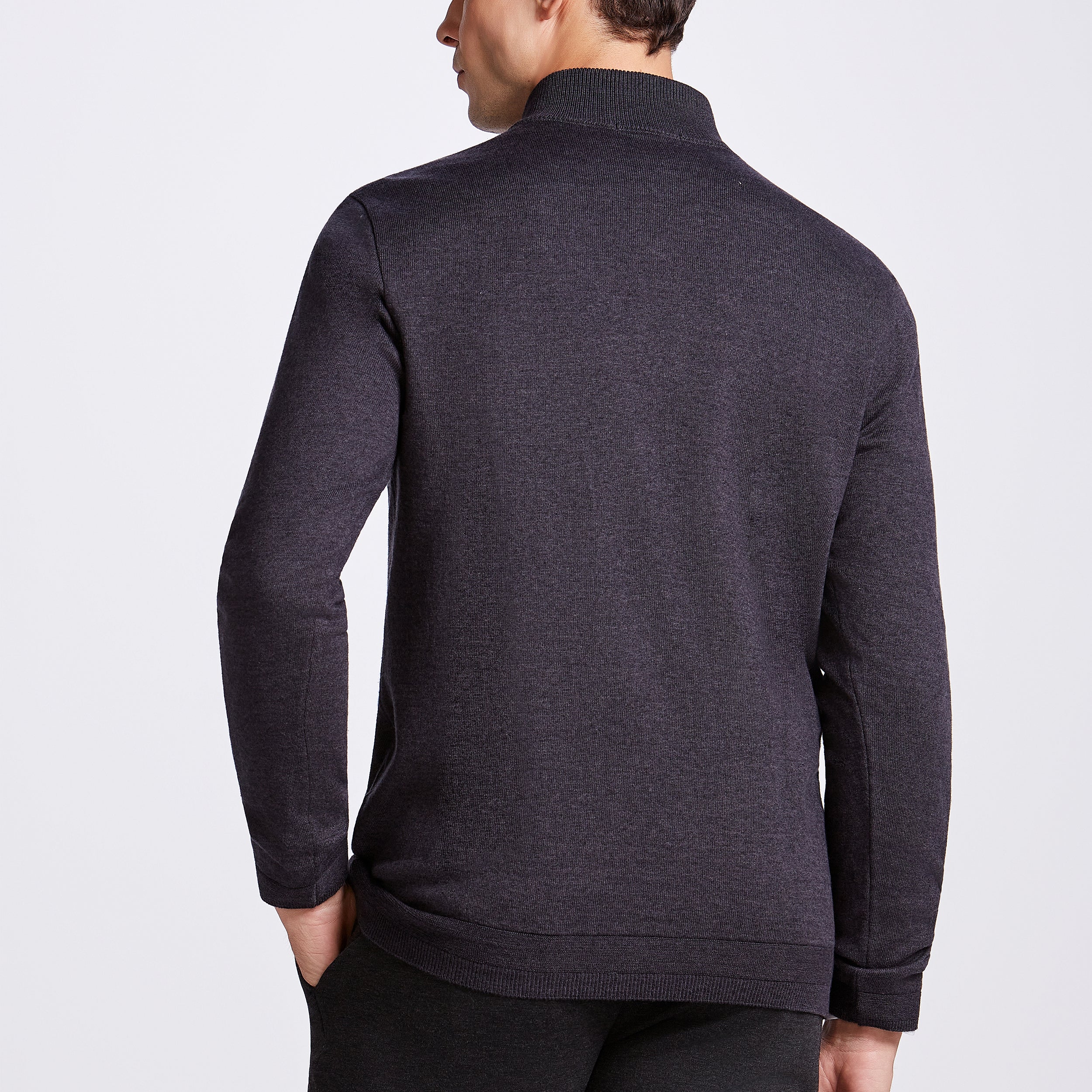 SUETER QUARTER ZIP TRICOT M/LONGA - M BLACK