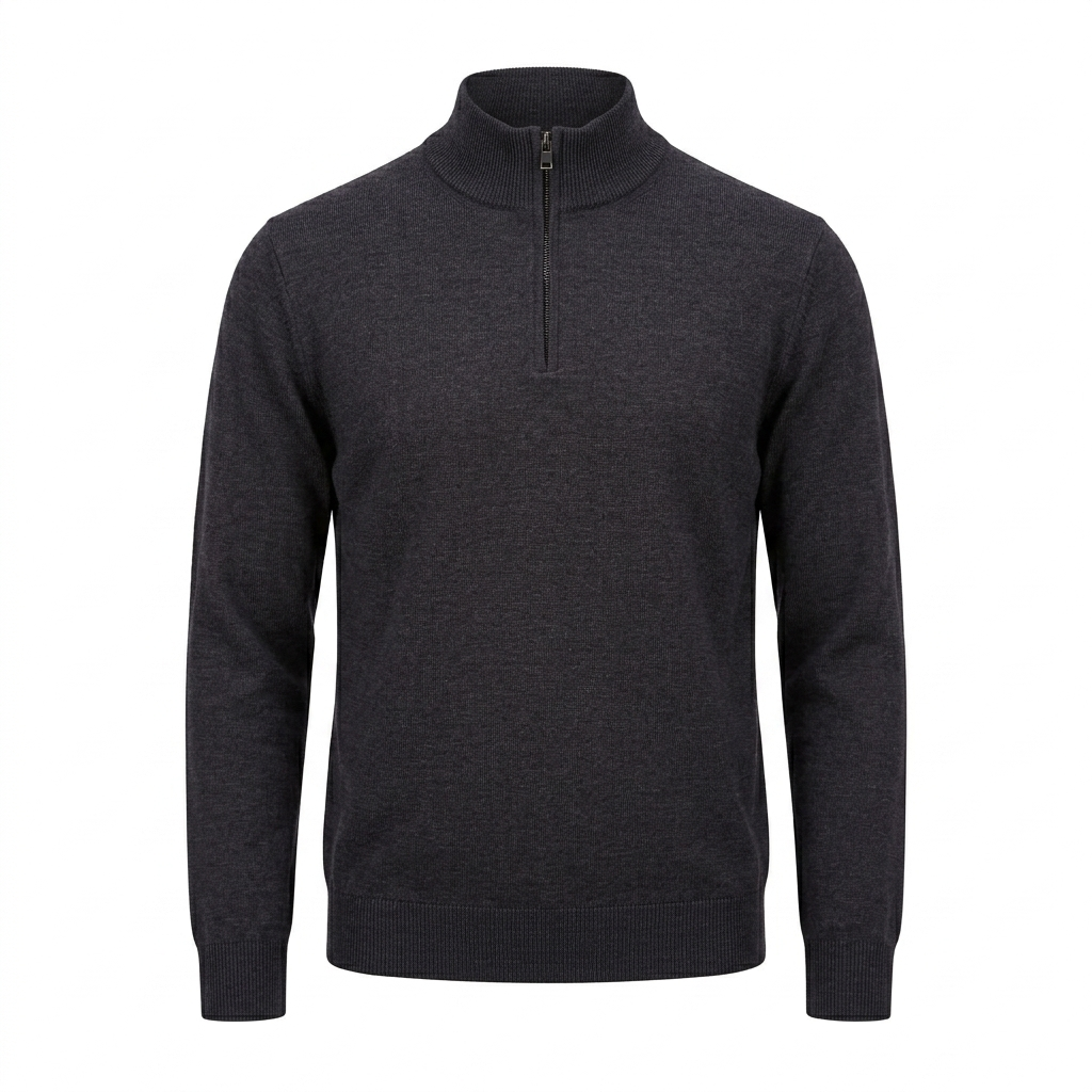 SUETER QUARTER ZIP TRICOT M/LONGA - M BLACK