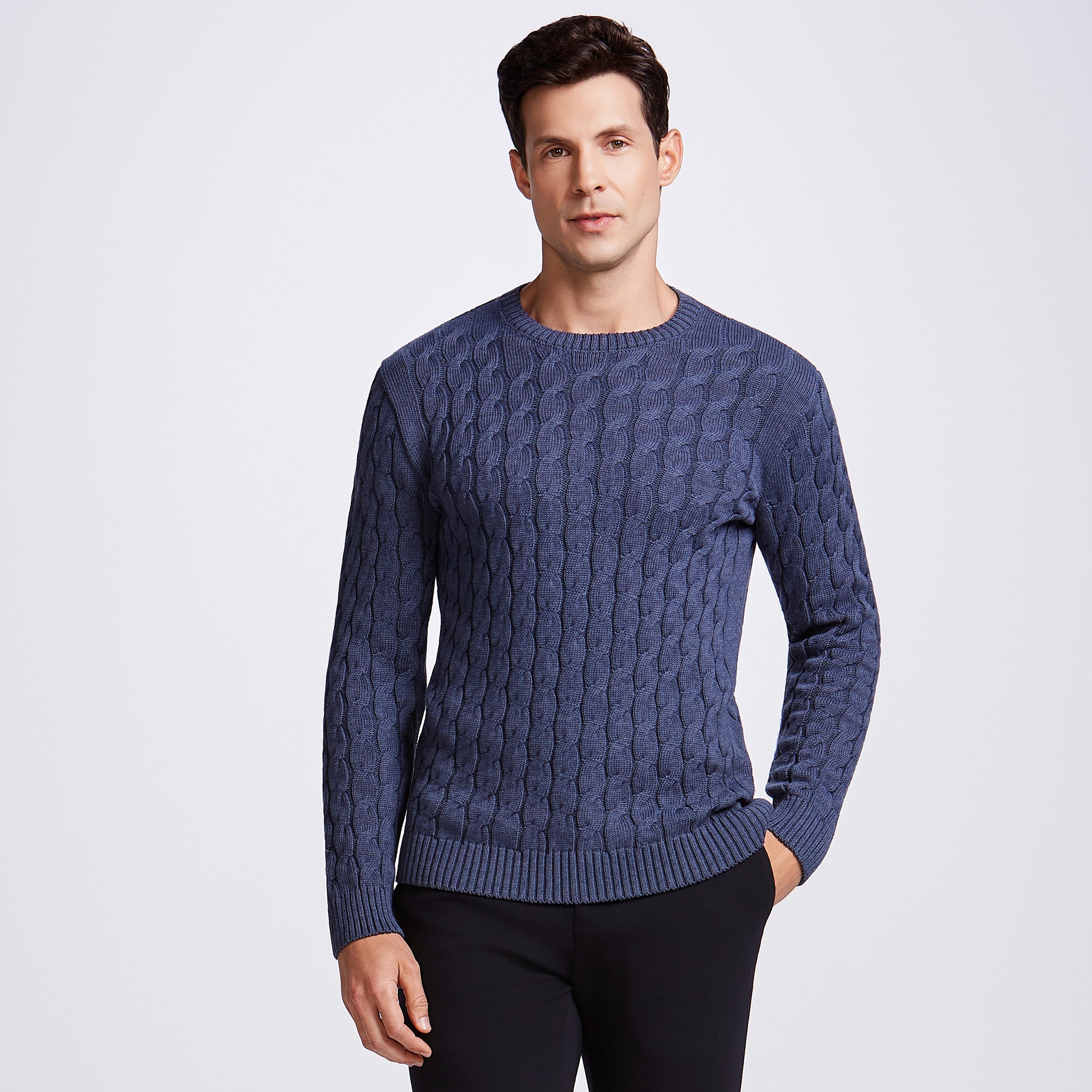 SUETER TRANÇA TRICOT M/LONGA - INDIGO BLUE
