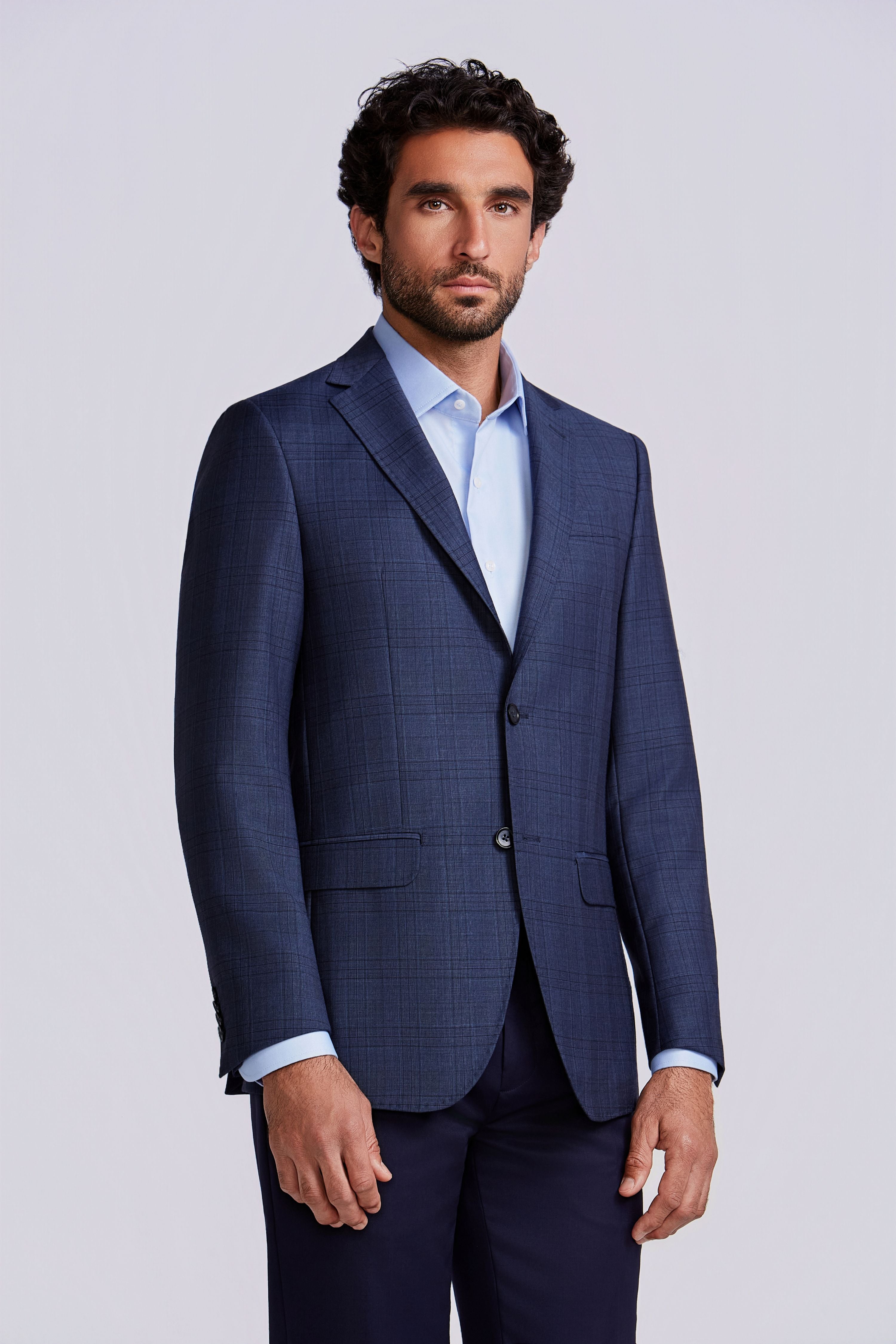 PALETO S/ FORRO PADRONADO S120 AZUL XADREZ