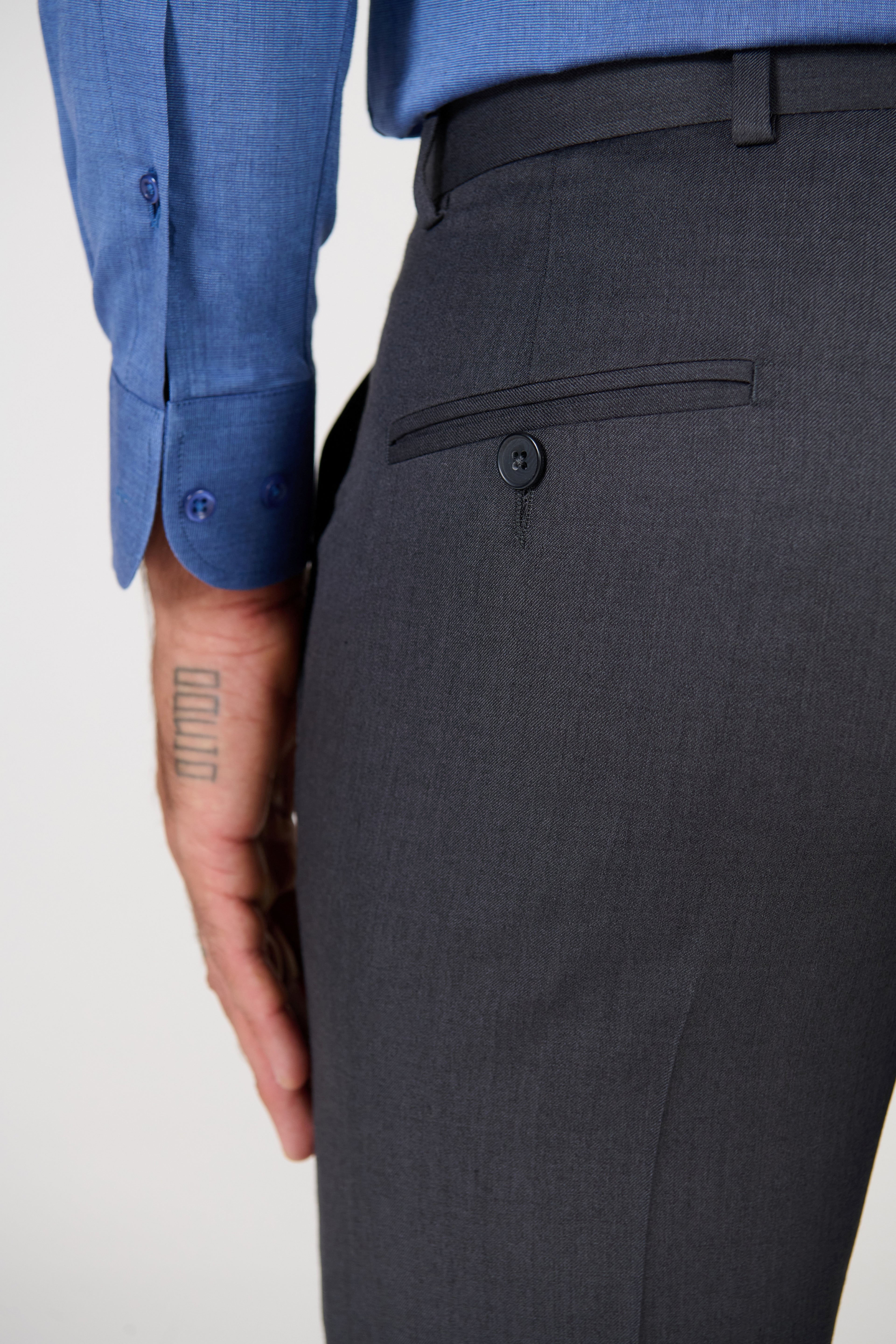 CALÇA SOCIAL POLI LÃ LISO  GRAFITE