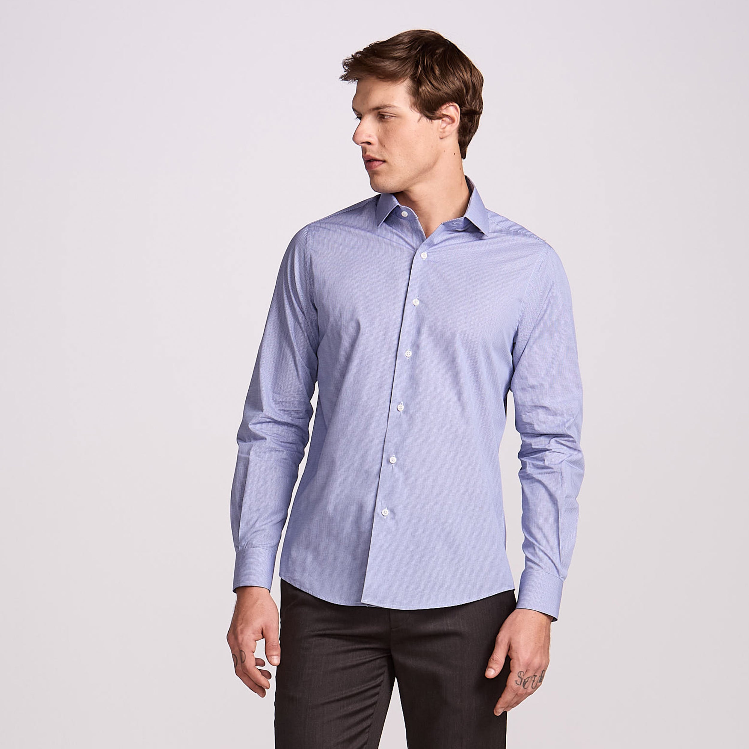 CAMISA PIMA COTTON M/LONGA - XADREZ MARINHO