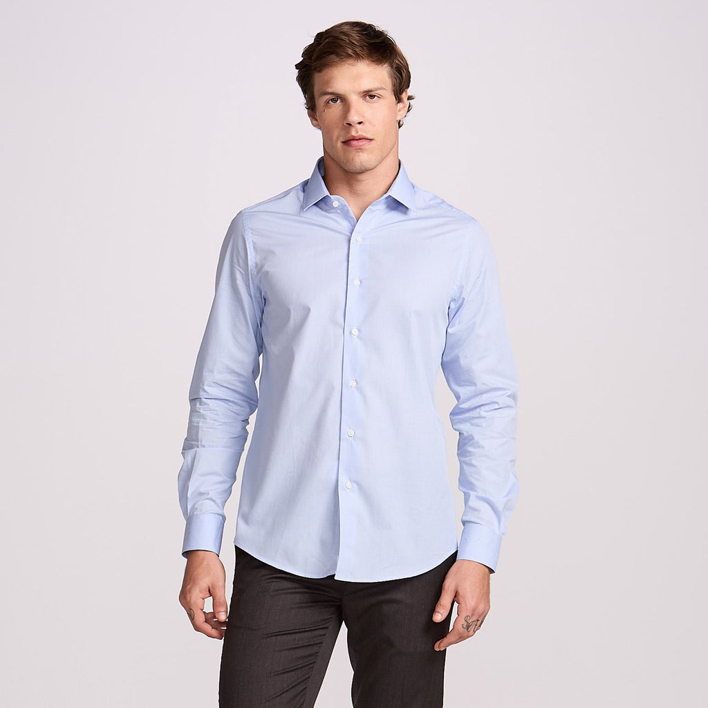 CAMISA PIMA COTTON M/LONGA XADREZ AZUL
