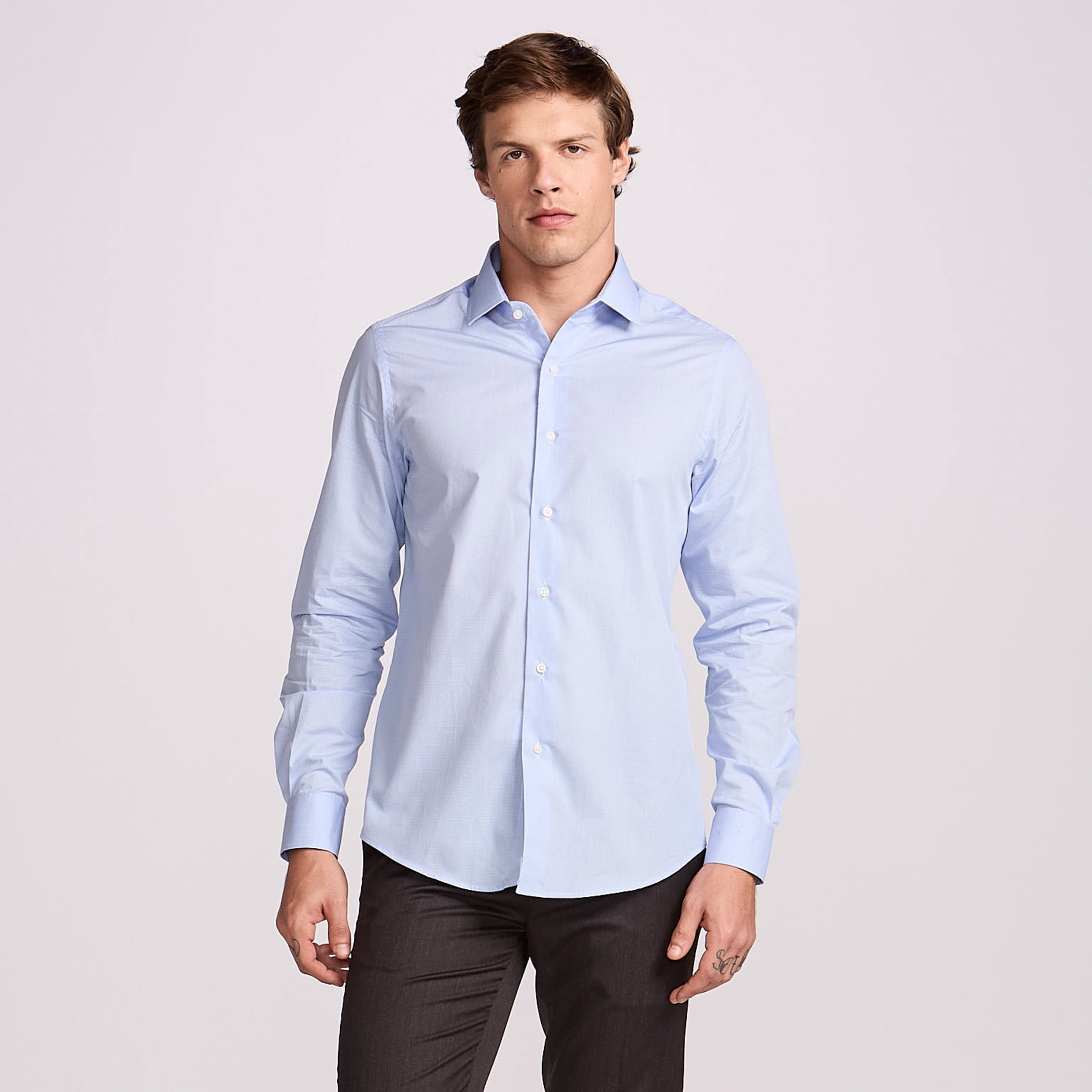 CAMISA PIMA COTTON M/LONGA XADREZ AZUL