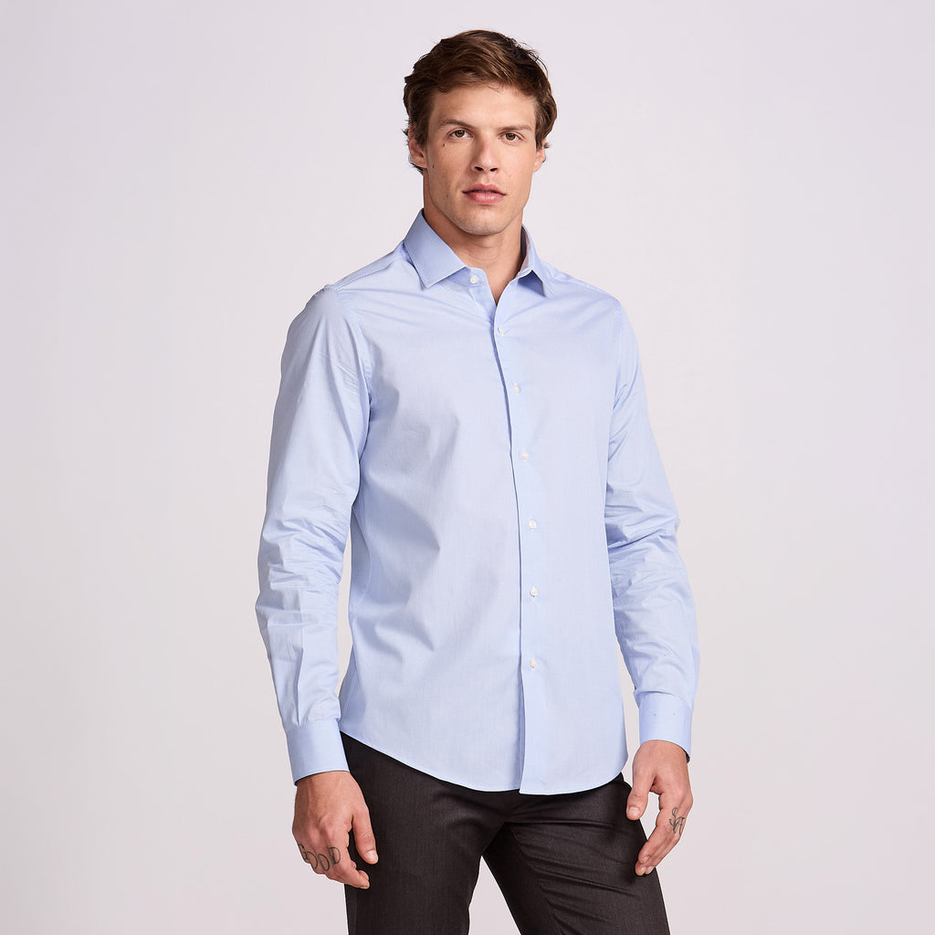 CAMISA PIMA COTTON M/LONGA XADREZ AZUL