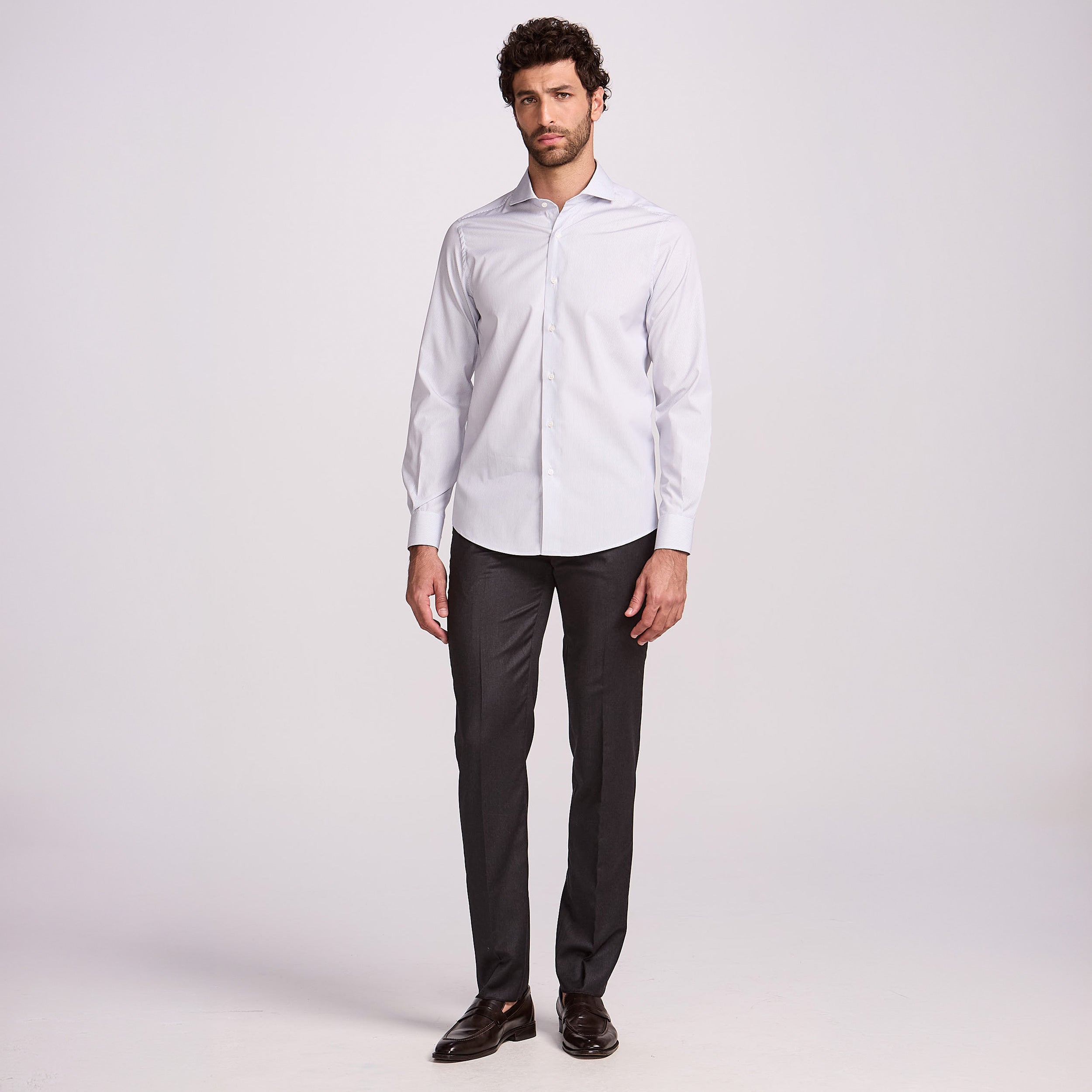 CAMISA PREMIUM TRICOLINE 100/2 M/LONGA LISTRA BRANCA