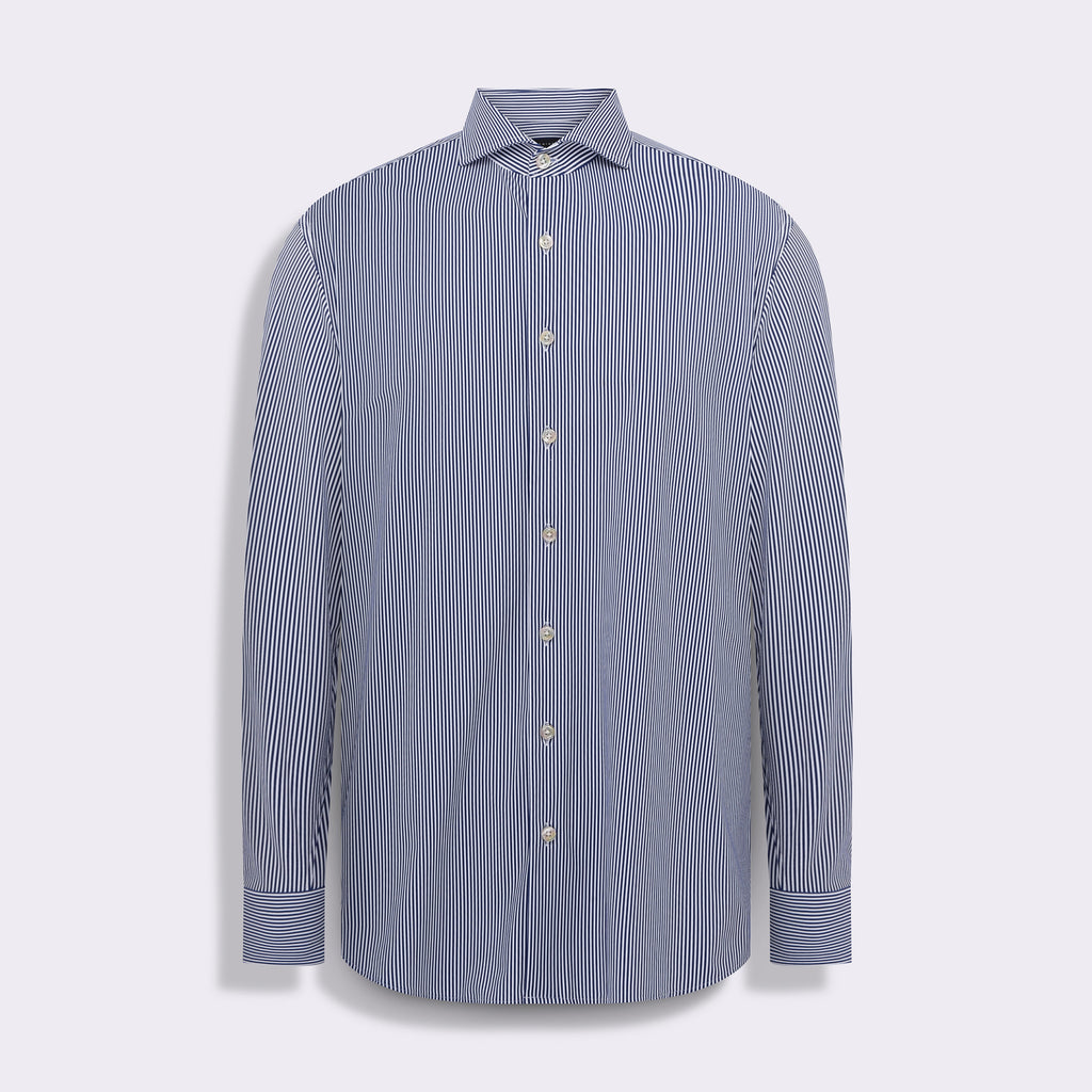Camisa Loft Hi-Tech Fio Tinto Listrado M/L Marinho