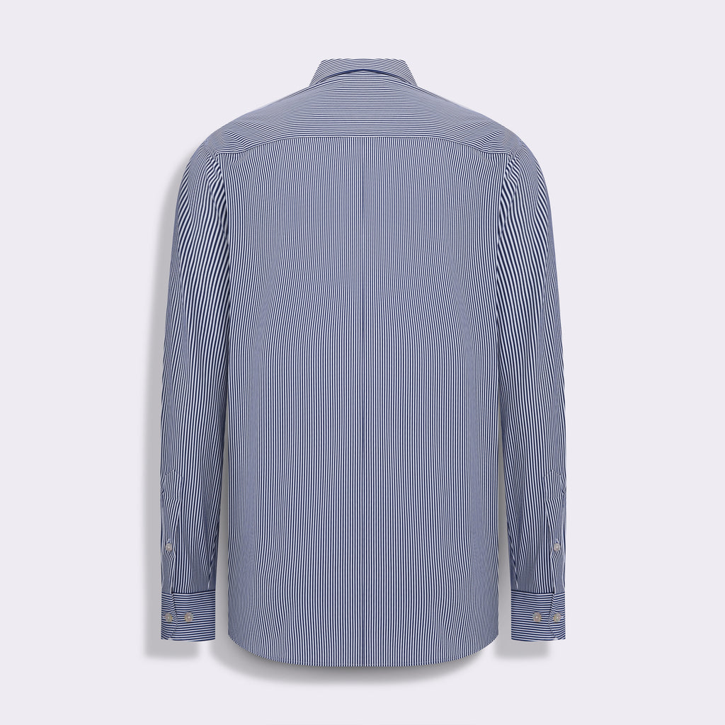 Camisa Loft Hi-Tech Fio Tinto Listrado M/L Marinho