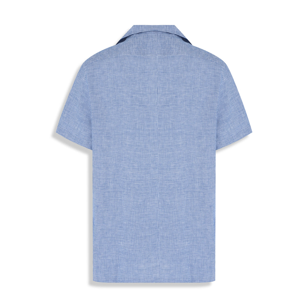 CAMISA M/C PURO LINHO GOLA ESPORTE AZUL