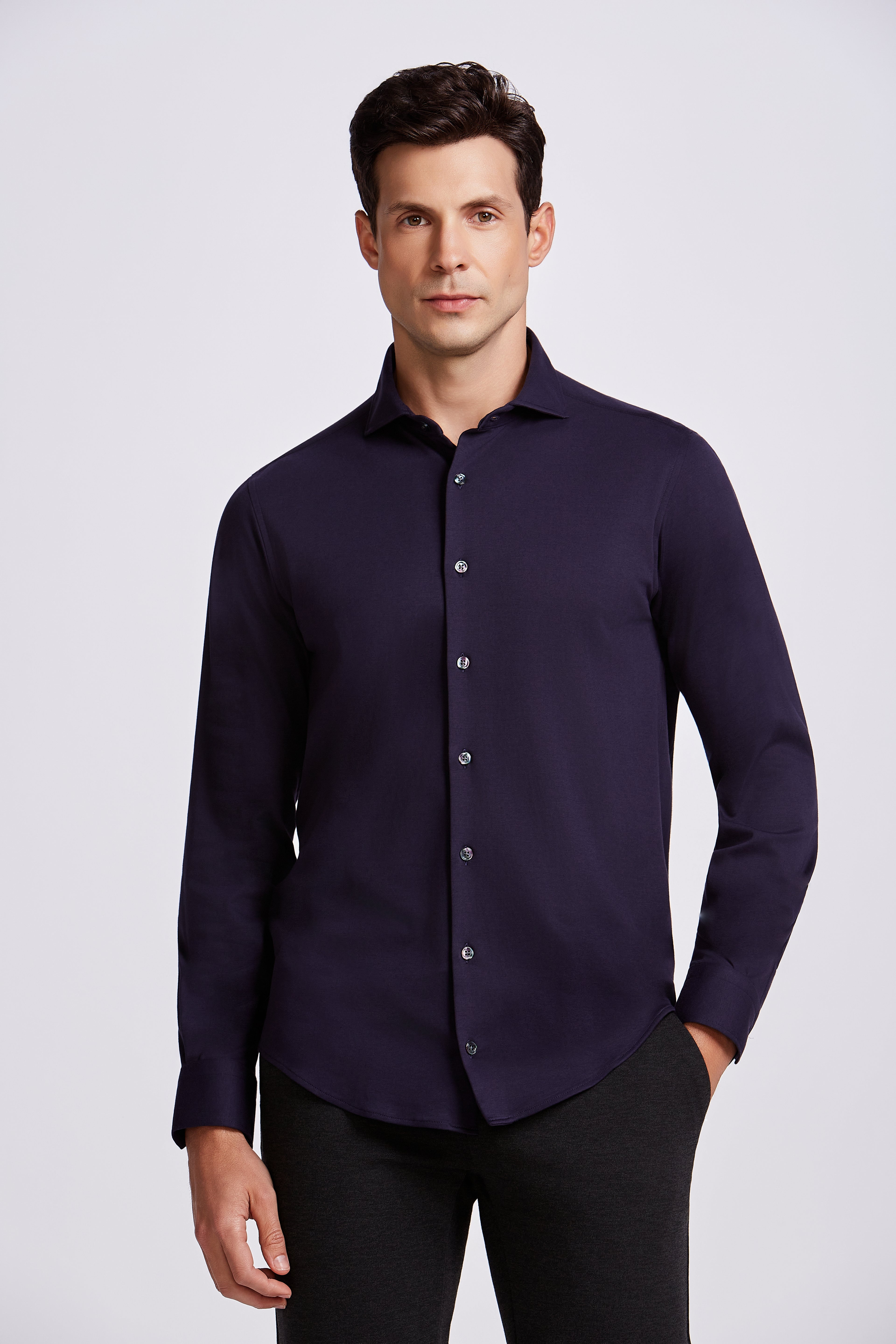 CAMISA M/L INTERLOCK PIMA COTTON MARINHO