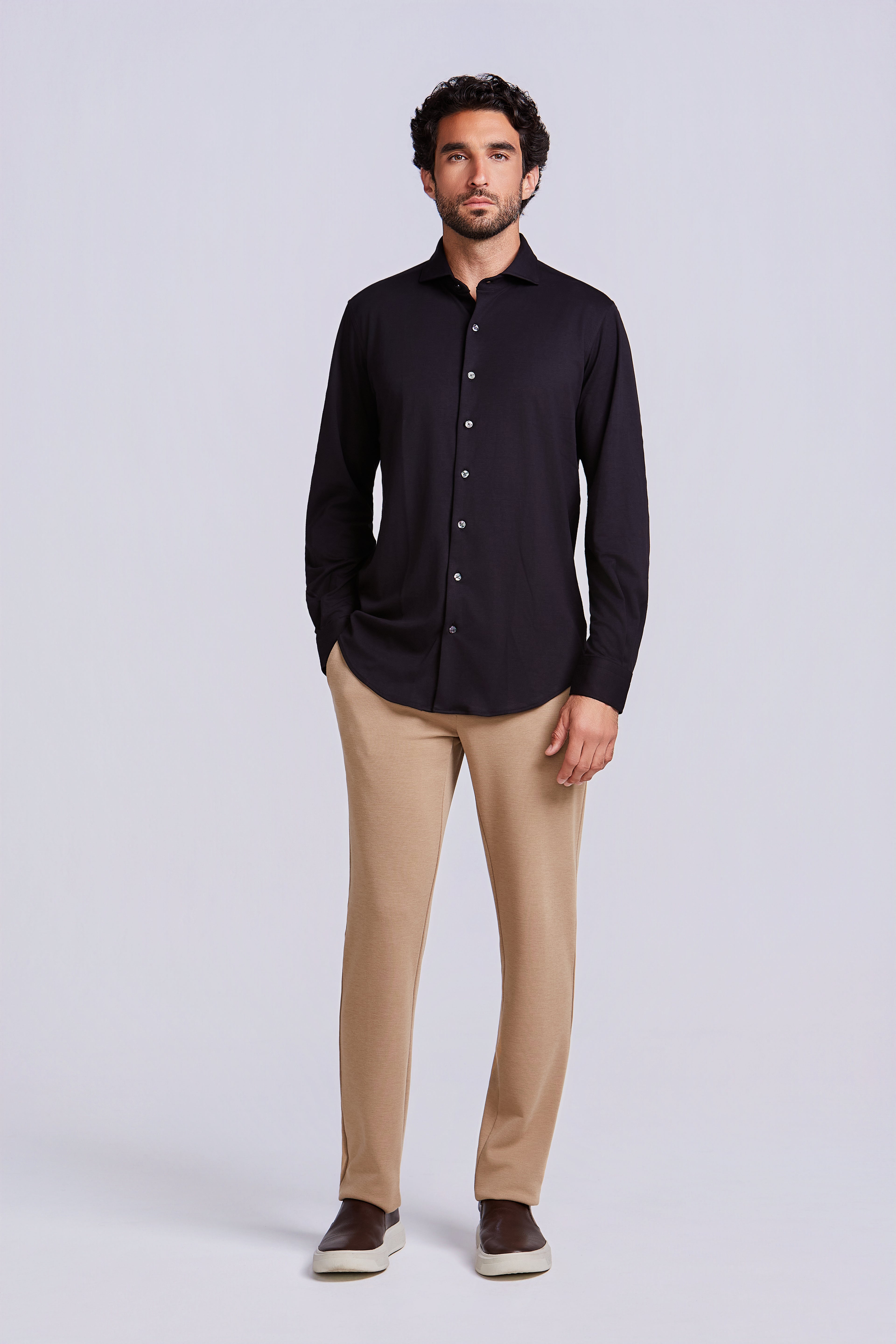 CAMISA M/L INTERLOCK PIMA COTTON PRETO