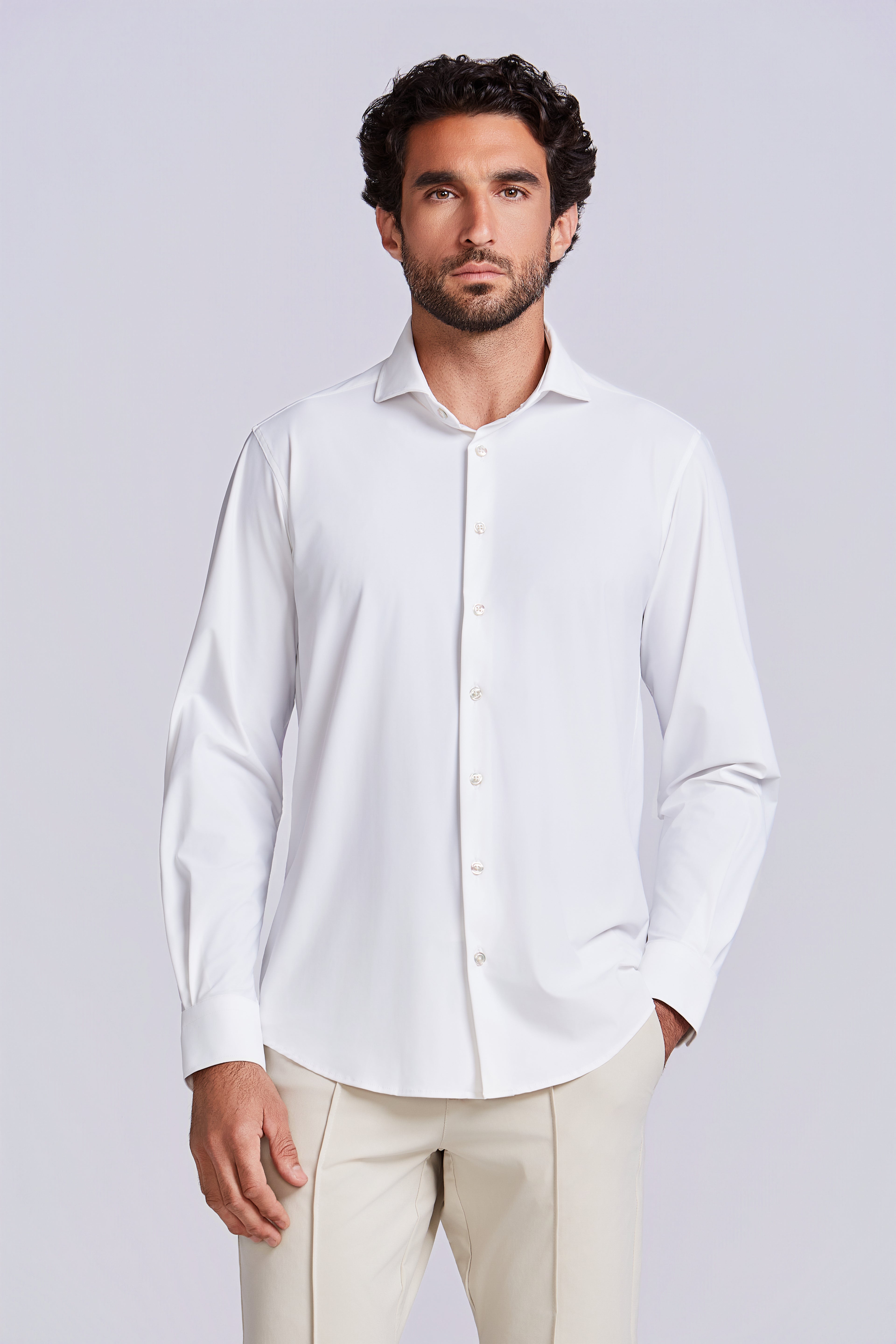 CAMISA M/L LISA POLIAMIDA ELASTANO BRANCO