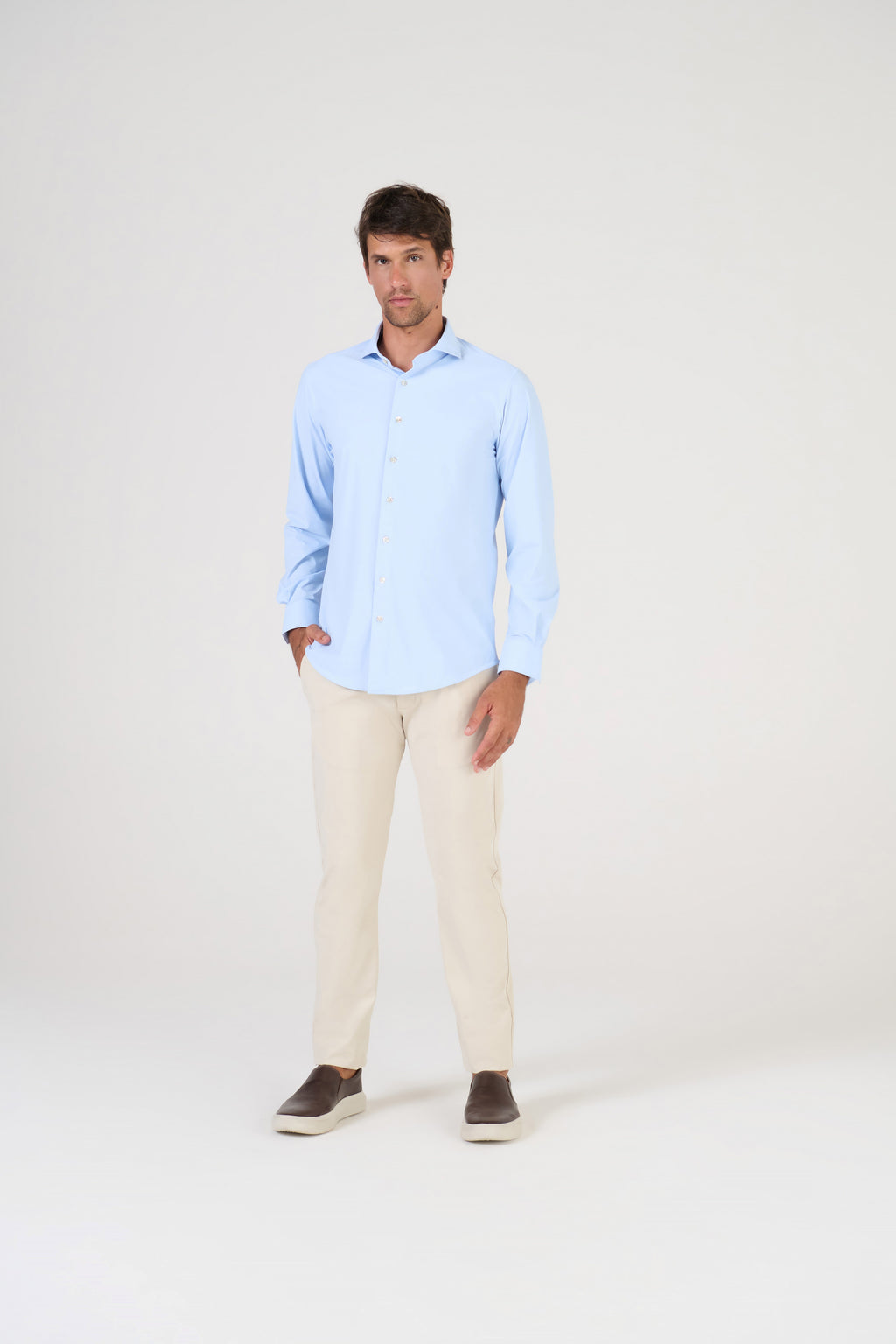 CAMISA M/L LISA POLIAMIDA ELASTANO AZUL CLARO