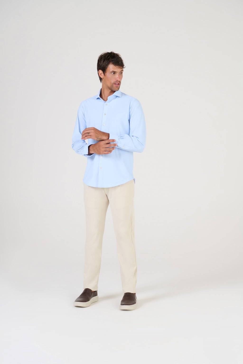 CAMISA M/L LISA POLIAMIDA ELASTANO AZUL CLARO