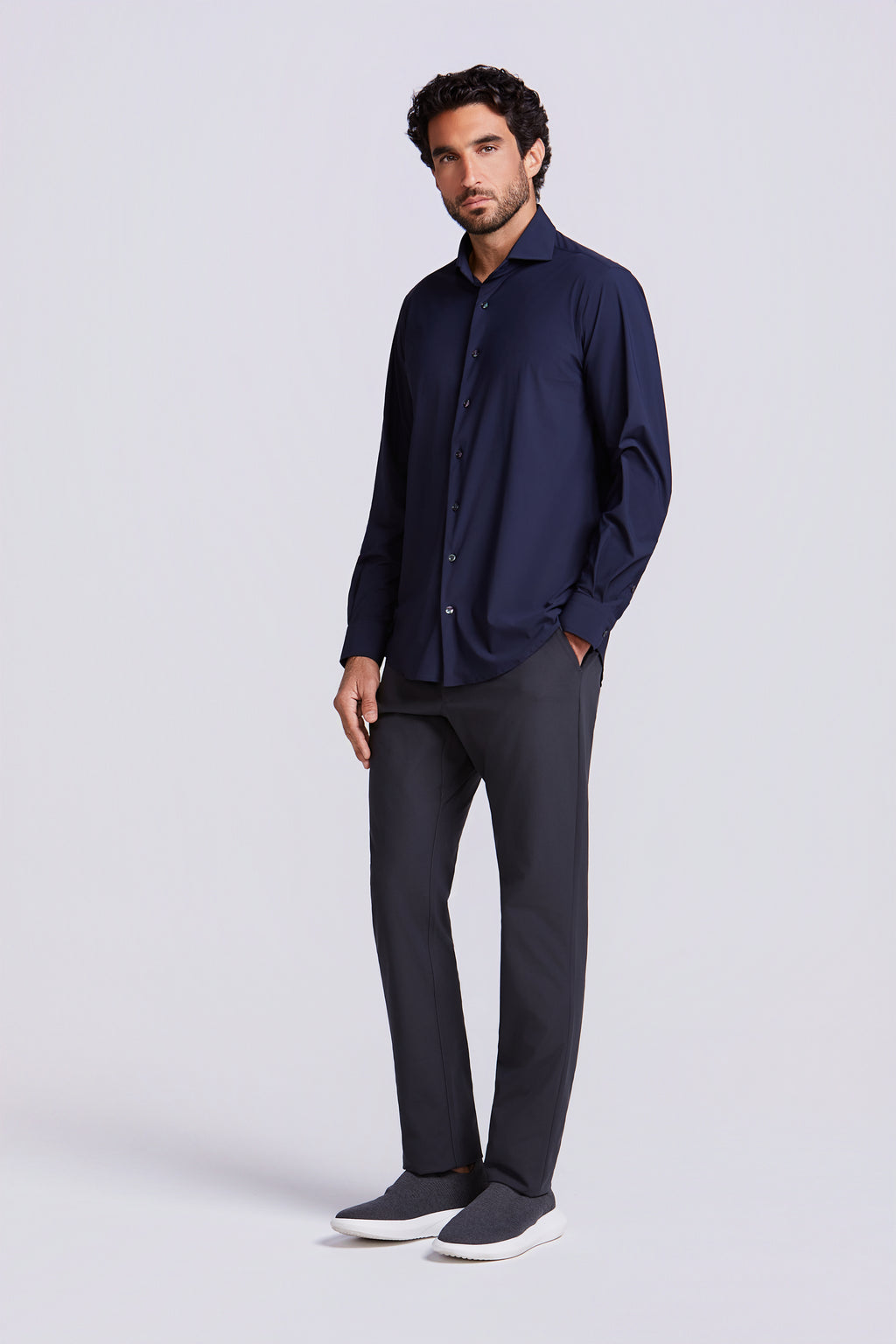 CAMISA M/L LISA POLIAMIDA ELASTANO MARINHO