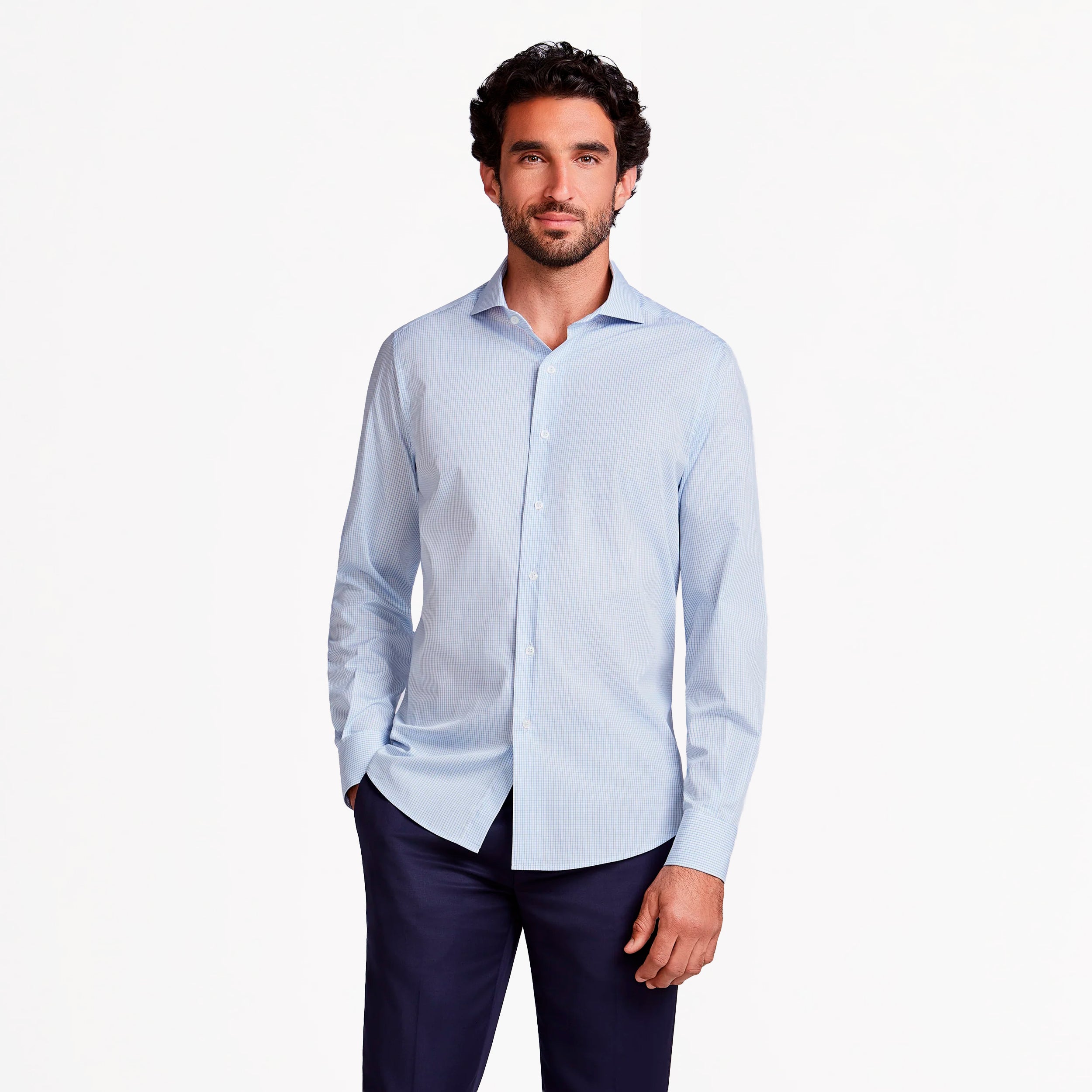 CAMISA MANGA LONGA PIMA COTTON POPELINE - BRANCO XADREZ