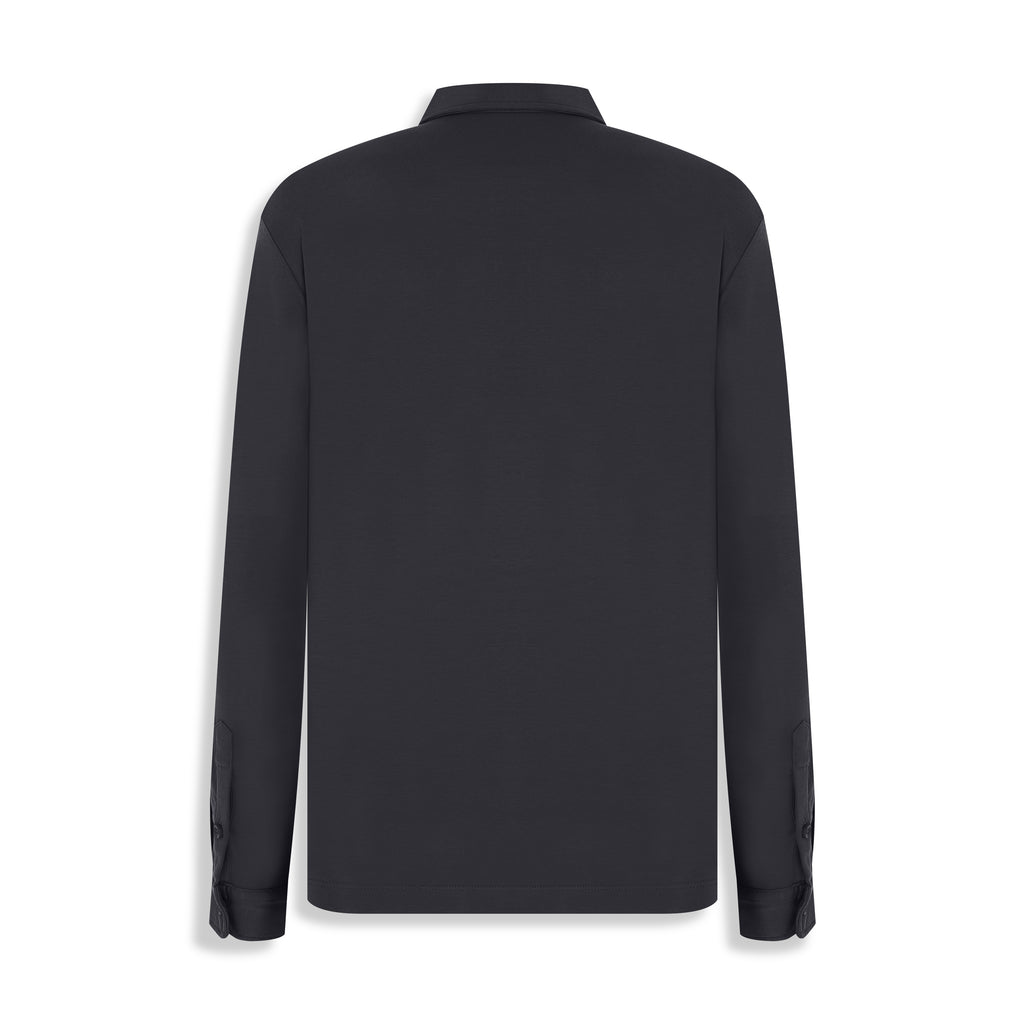 POLO M/L SUEDINE PIMA TOUCH PRETO