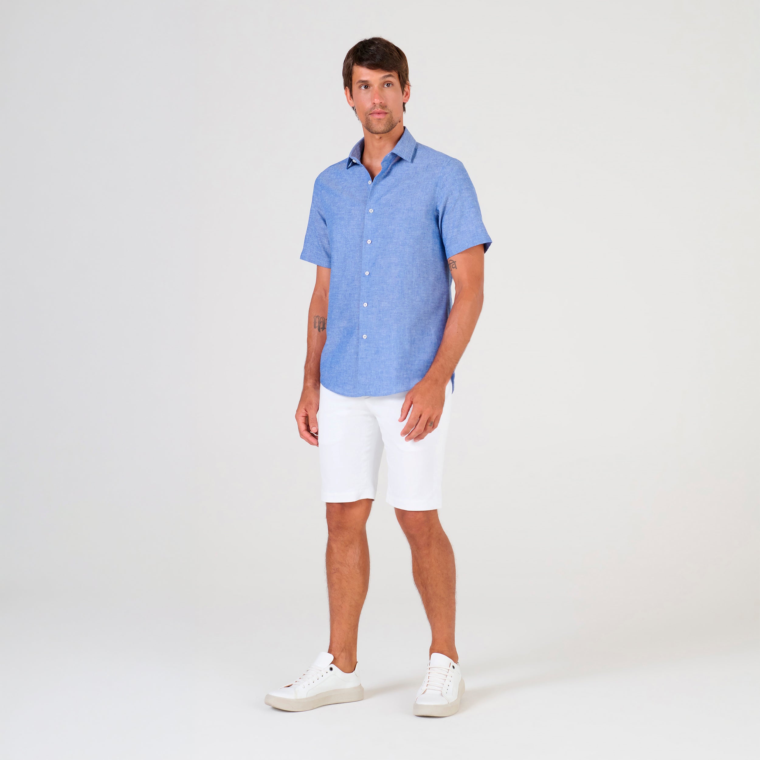 BERMUDA ALFAIATARIA ALGODAO ELASTANO BRANCO